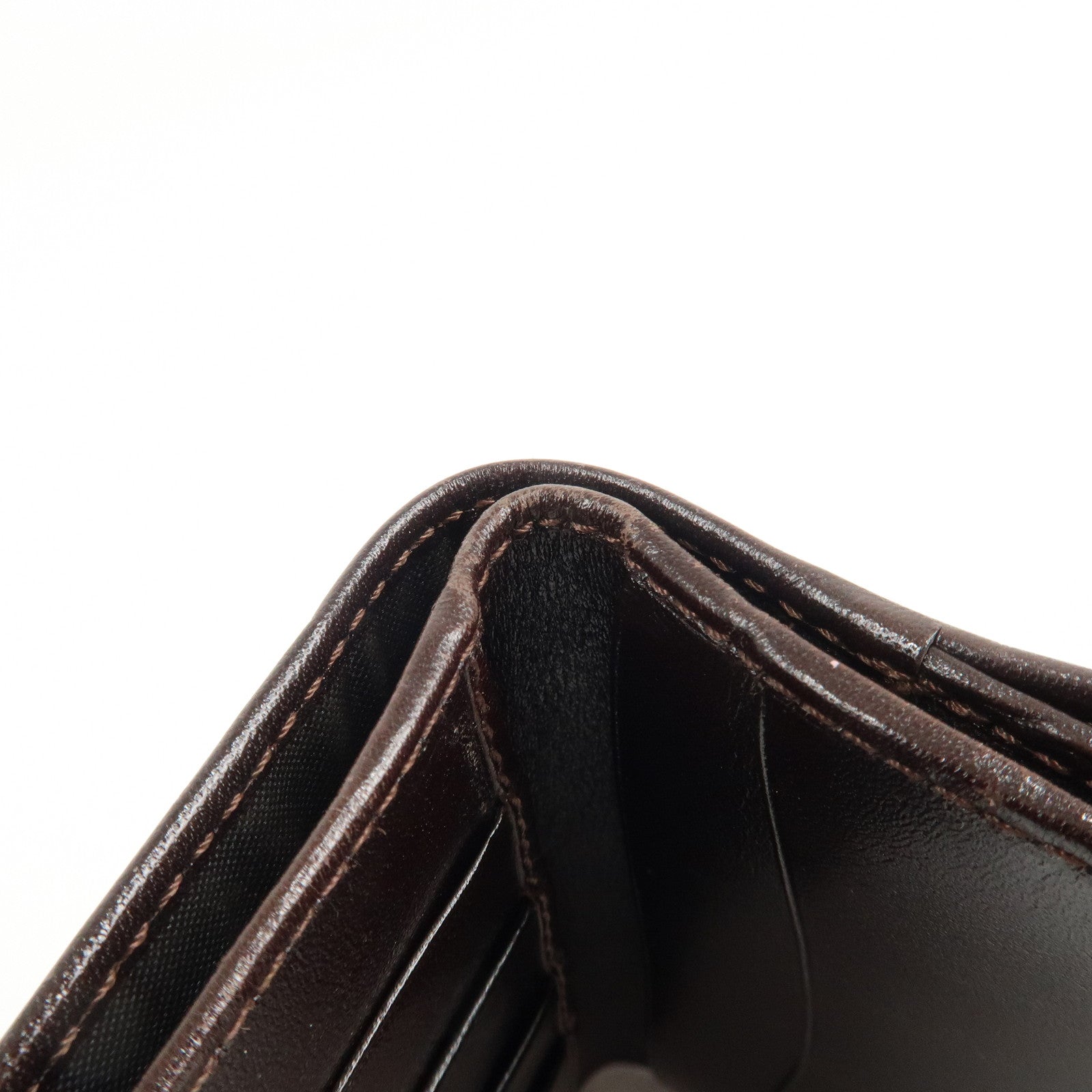 FENDI Zucca Set of 2 Canvas Leather Bi-fold Wallet Brown Black Used