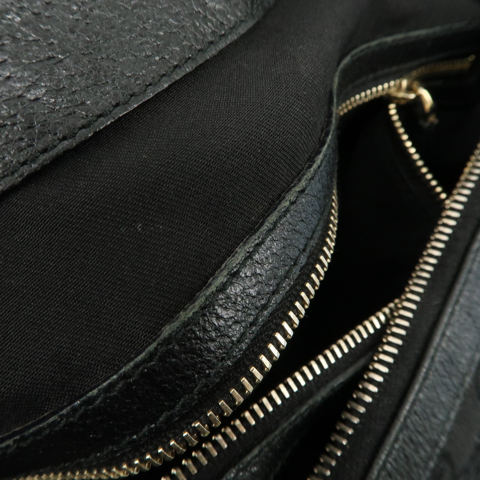 GUCCI Bamboo Sherry GG Canvas Leather Shoulder Bag Black 131036 Used
