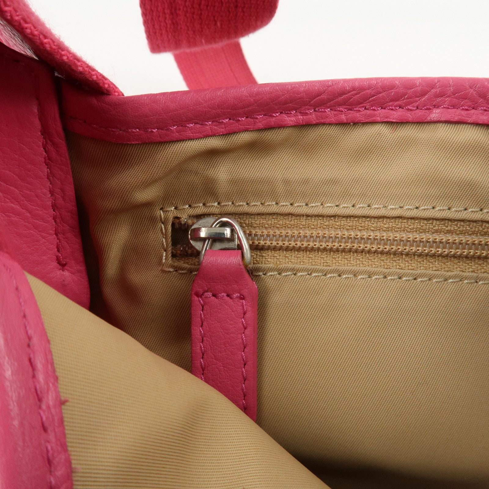 Christian Dior Trotter Canvas Leather Shoulder Bag Beige Pink Used