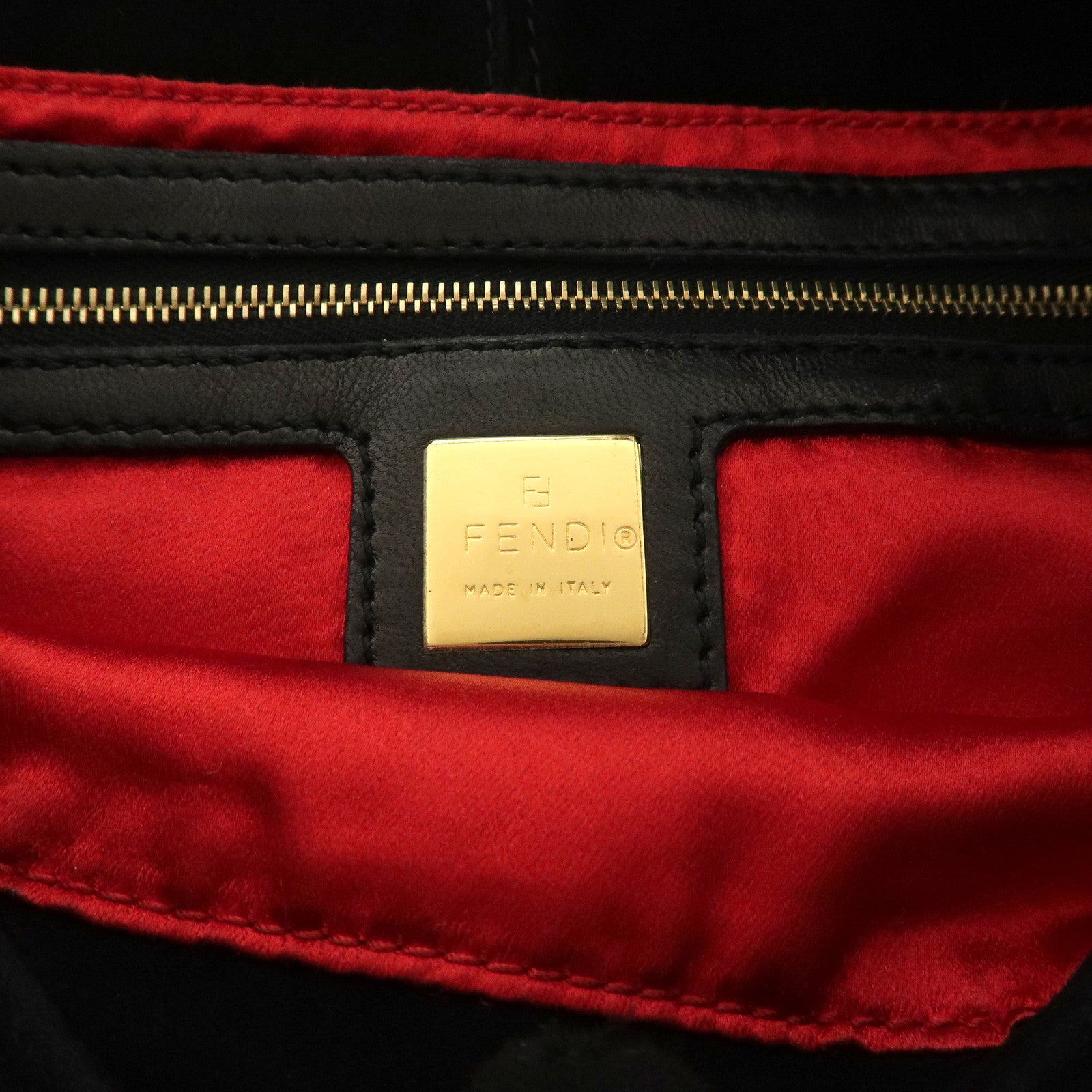 FENDI Mamma Bucket Suede Leather Shoulder Bag Black 26424 Used