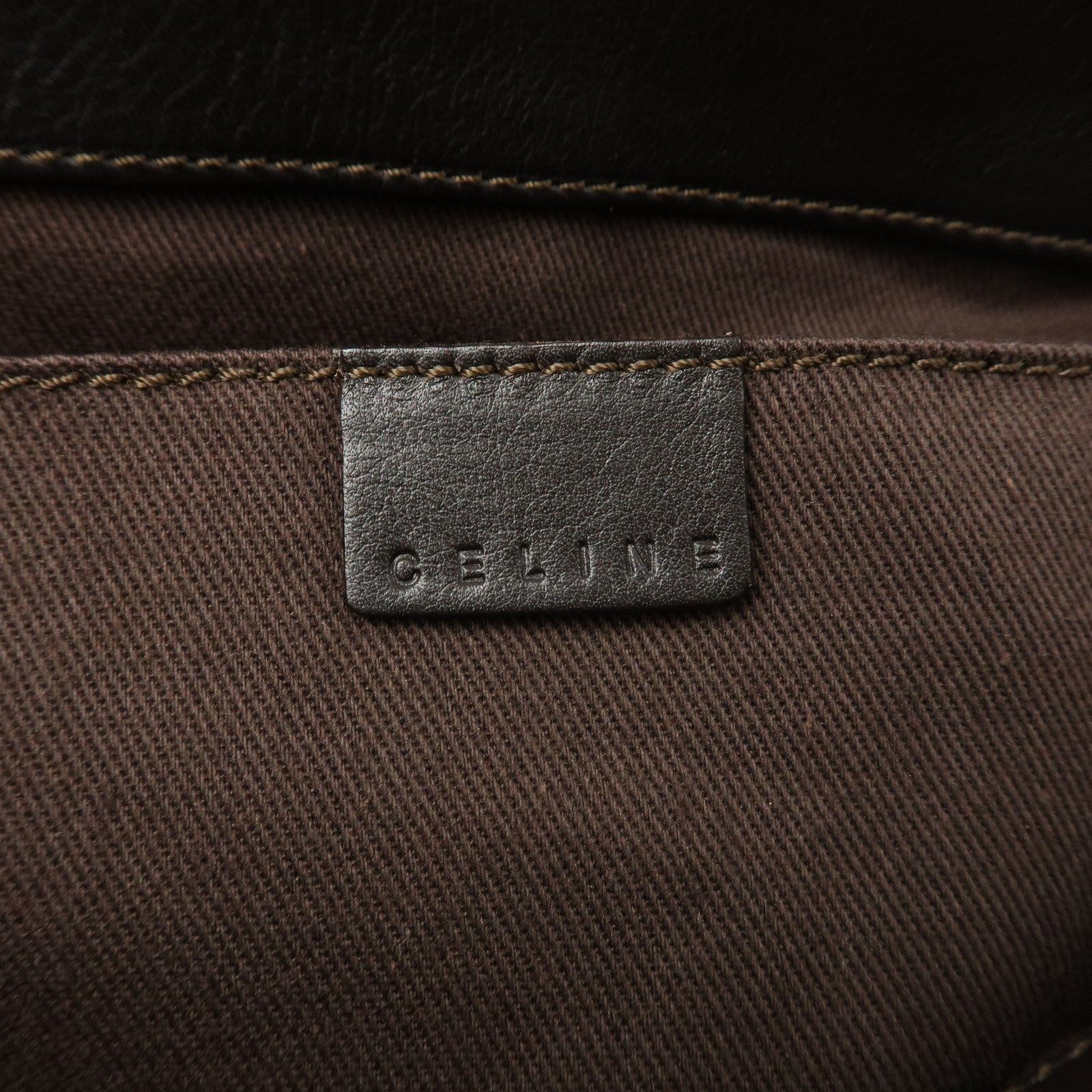 CELINE Leather Boogie Bag Hand Bag Tote Bag Dark Brown Used