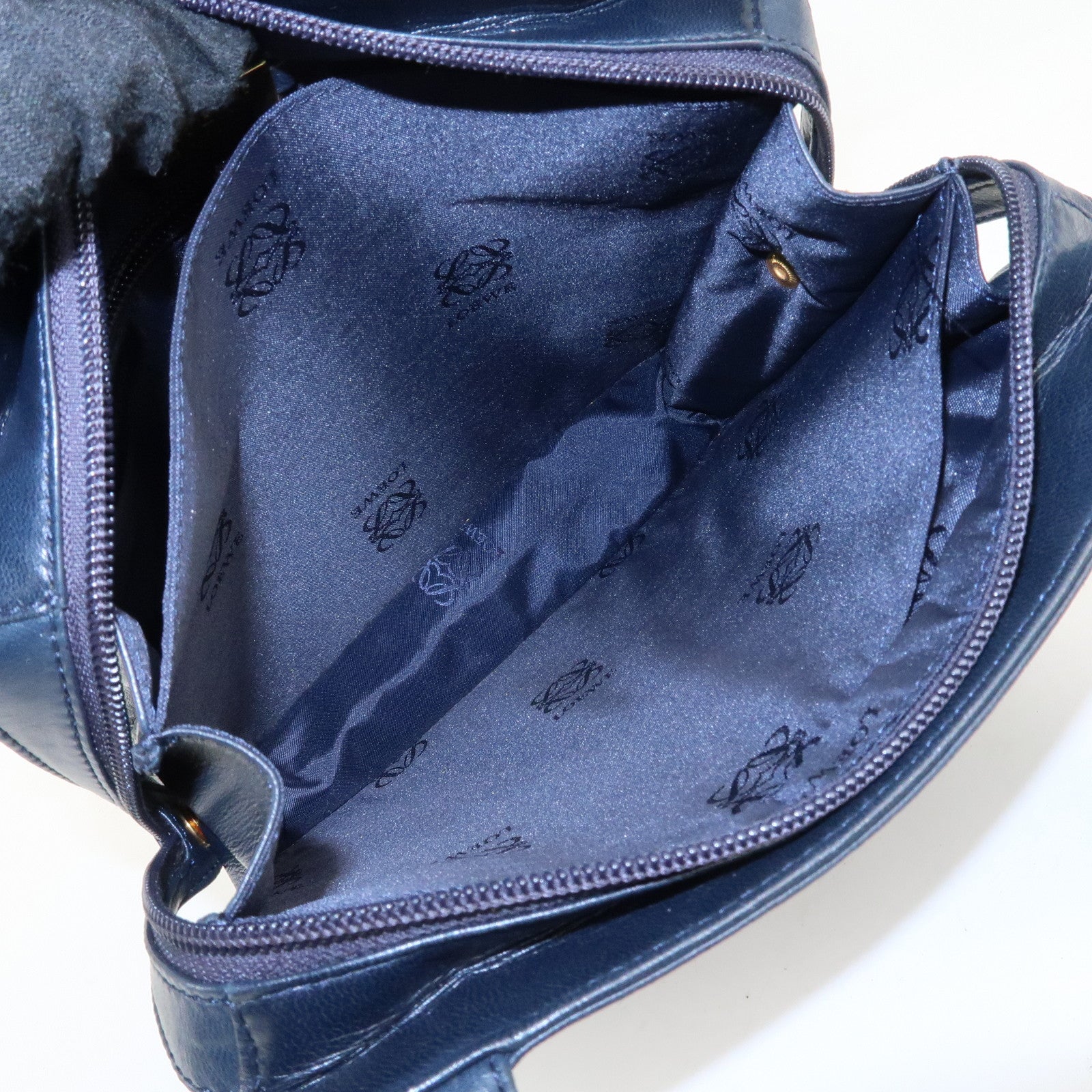LOEWE Anagram Leather Shoulder Bag Navy Used