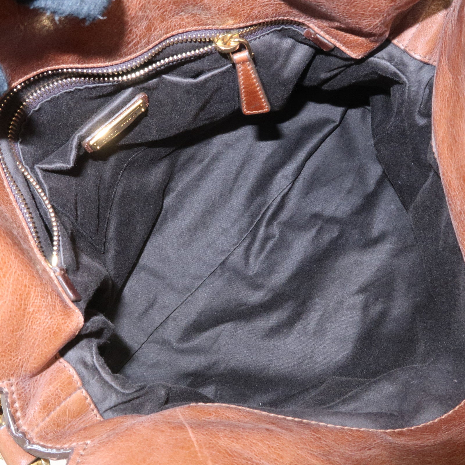 MIU MIU Leather 2Way Bag Shoulder Bag Hand Bag Brown Used