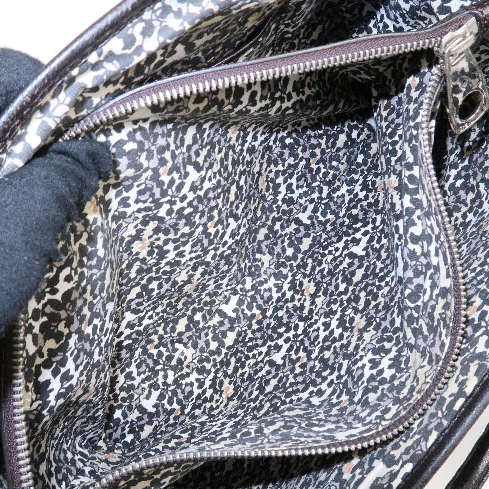 CELINE Magadam Denim Leather Boogy Bag Tote Bag Indigo Dark Brown Used