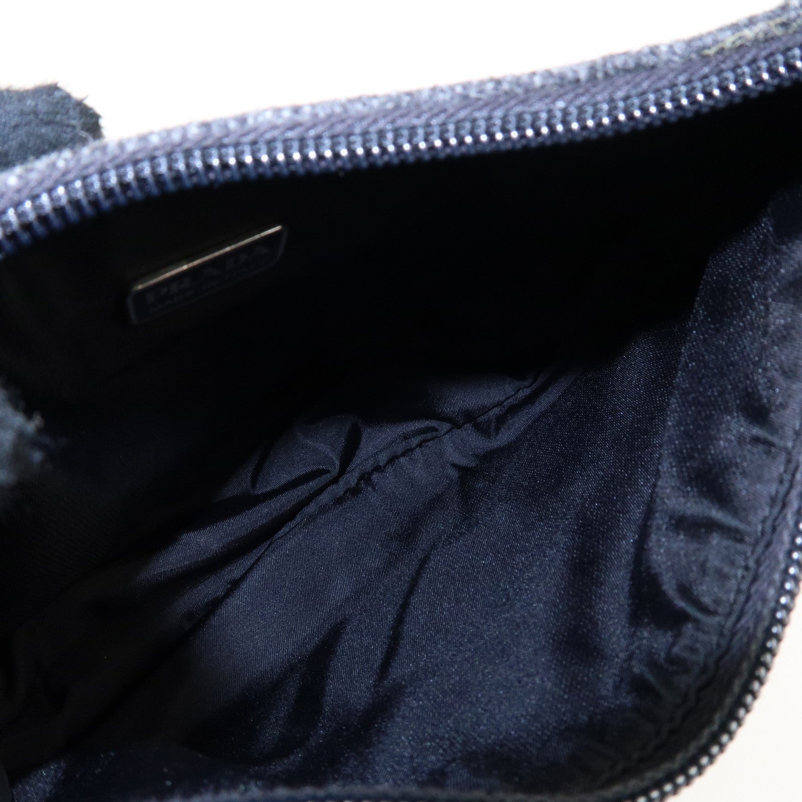 PRADA Felt Leather Shoulder Bag Hand Bag Gray Black Used