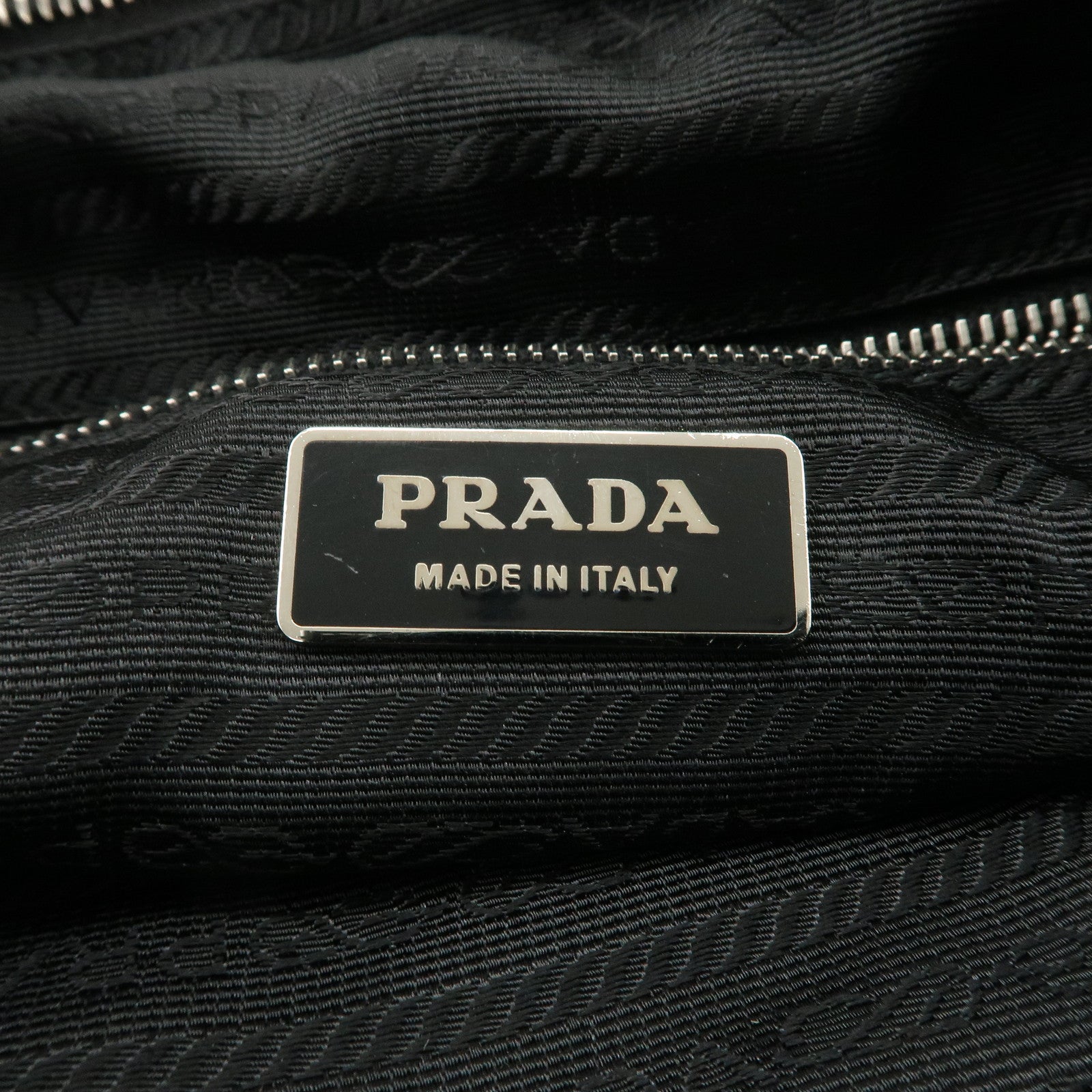 PRADA Logo Nylon Leather Shoulder Bag NERO Black BT0421 Used