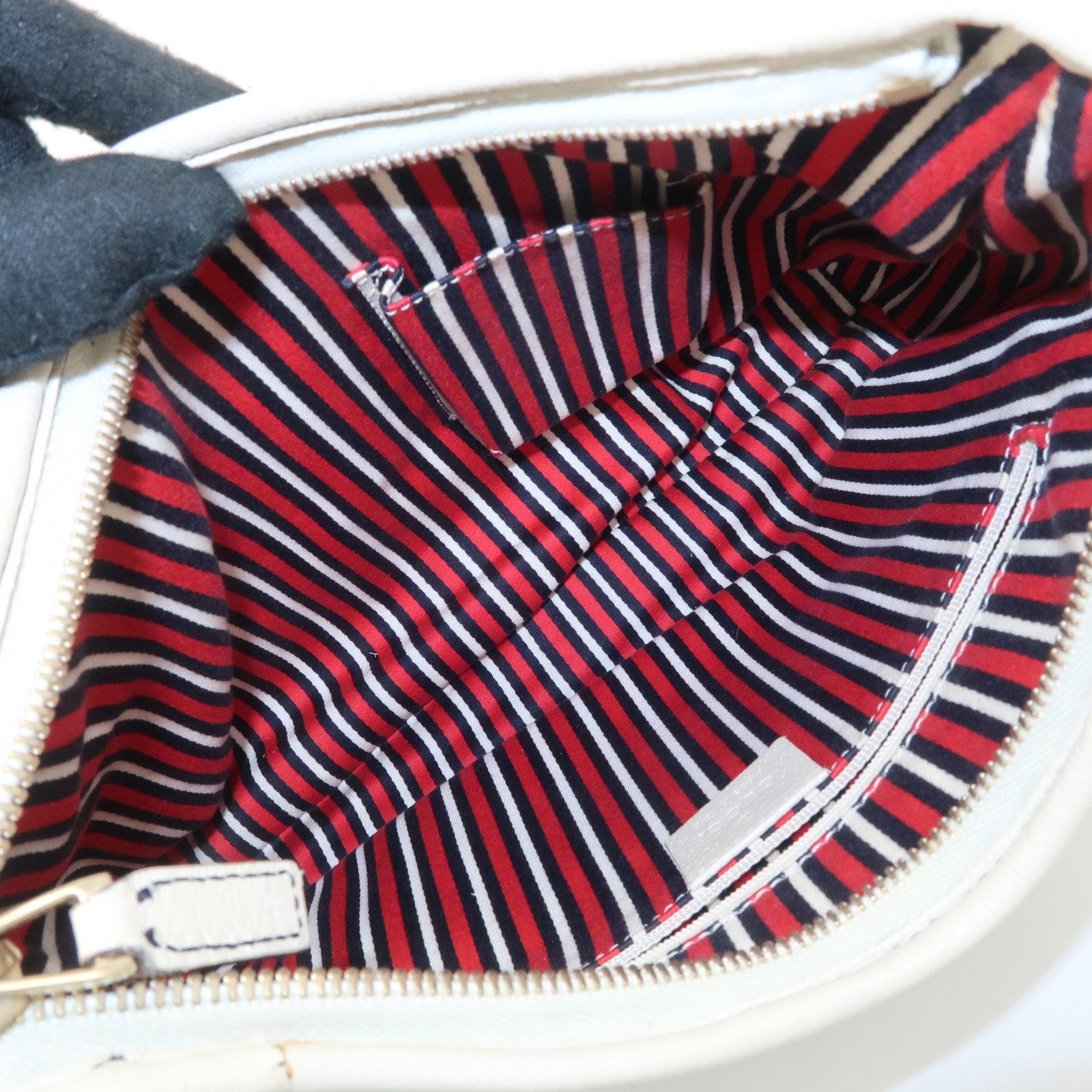 GUCCI Abbey GG Canvas Leather Shoulder Bag Ivory Navy 130738 Used