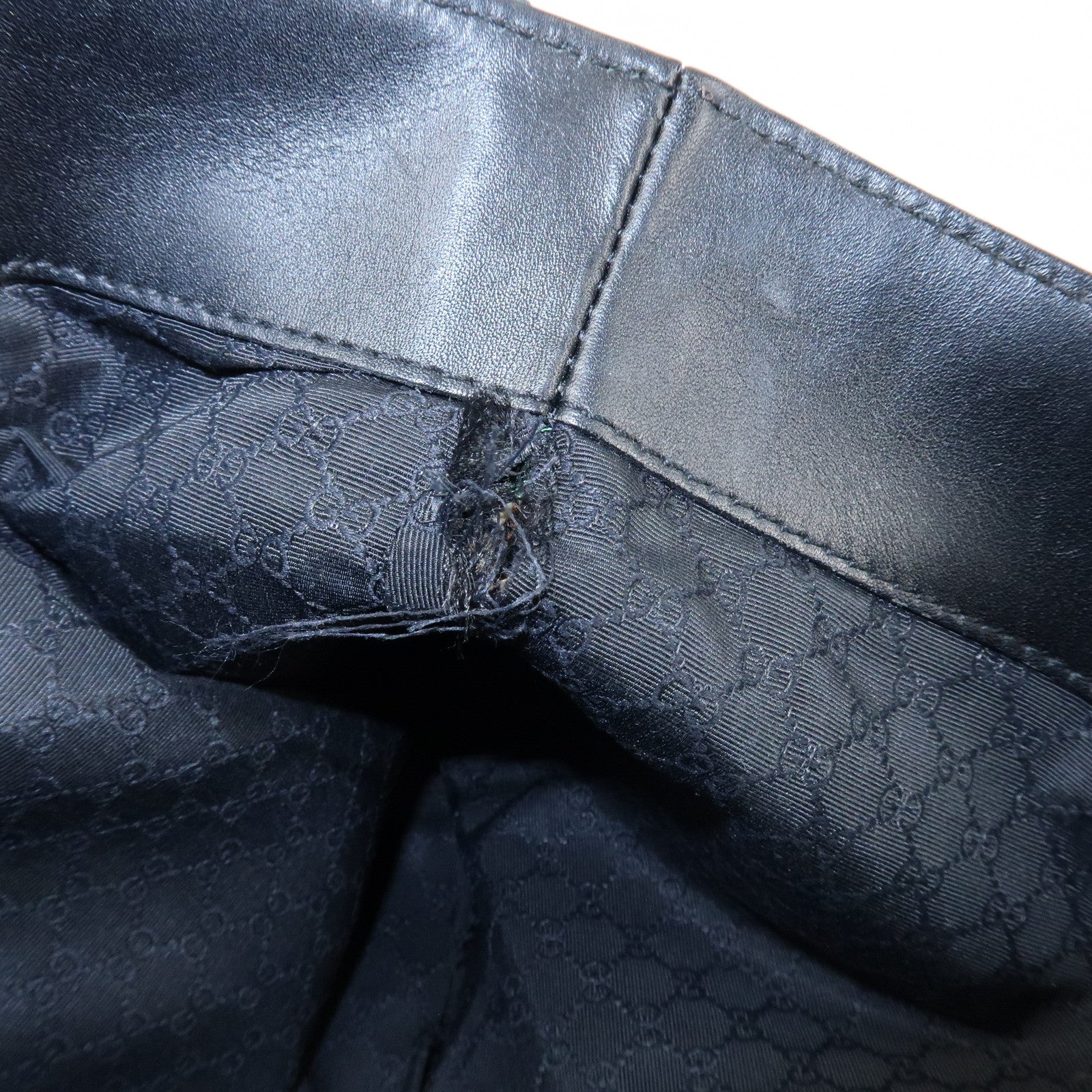 GUCCI Sherry Denim Leather Hand Bag Blue 73983 Used