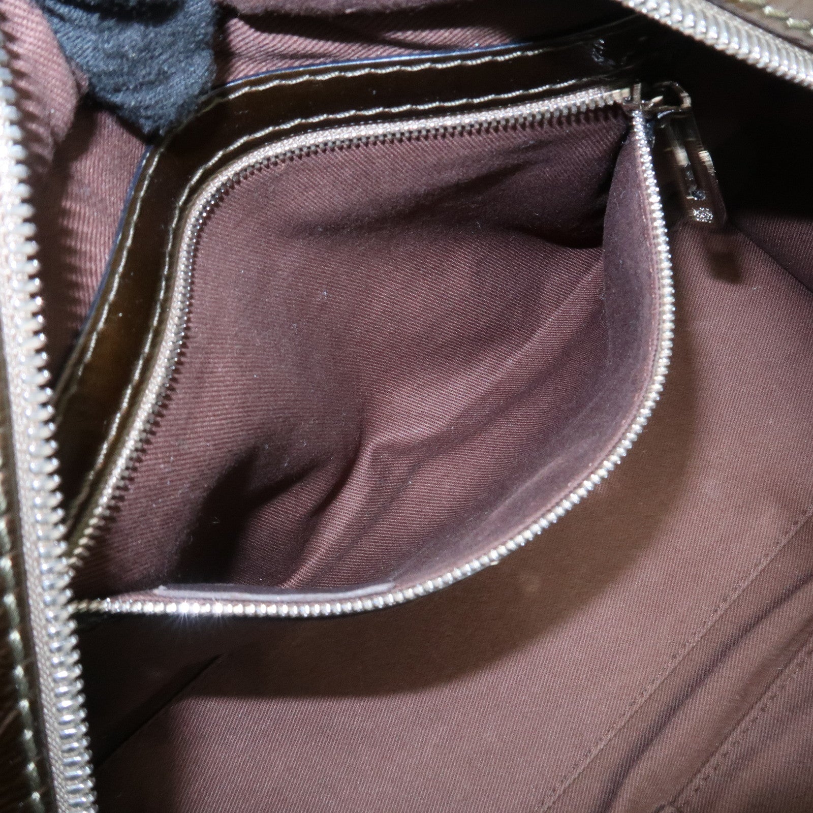 LOEWE Anagram Patent Leather Amasona28 Hand Bag Bronze Used