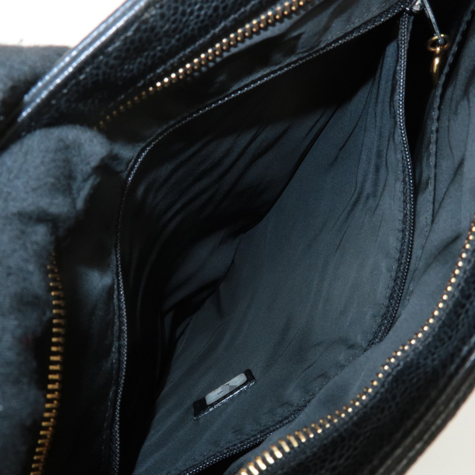 CHANEL Caviar Skin Tote Bag Shoulder Bag Hand Bag Black Used