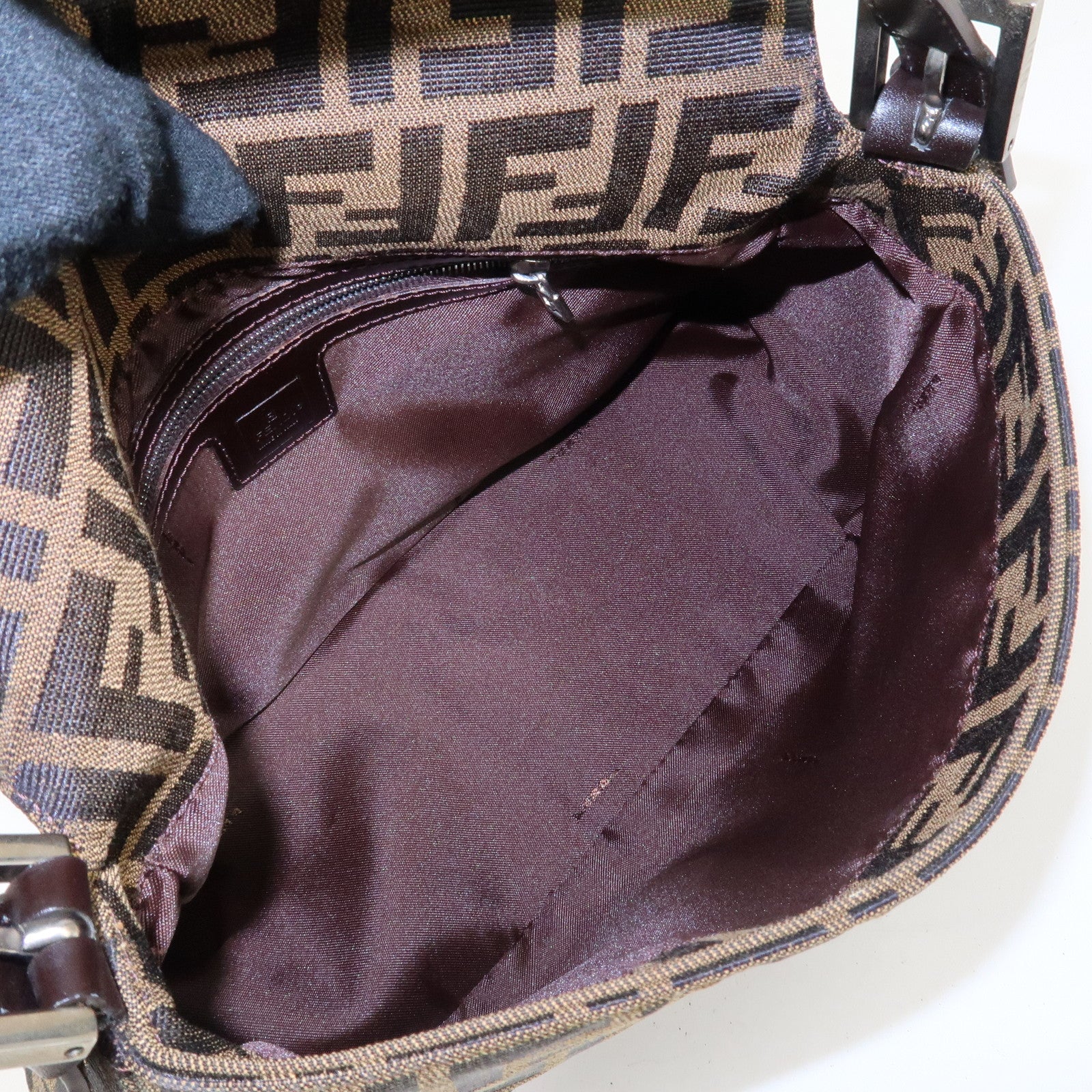 FENDI Mamma Baguette Zucca Canvas Leather Shoulder Bag 26325 Used