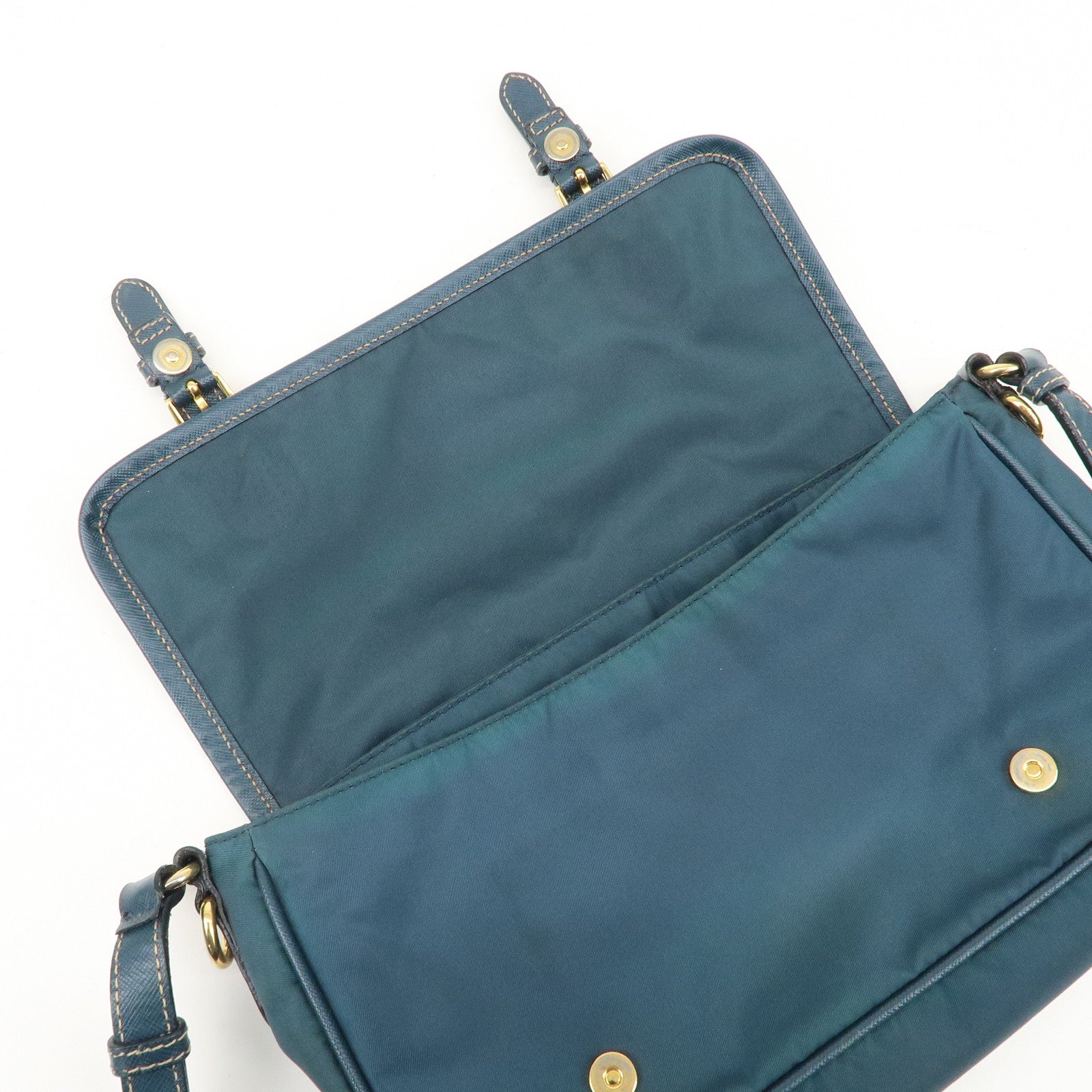 PRADA Nylon Leather Shoulder Bag Crossbody Bag Green BT0772 Used