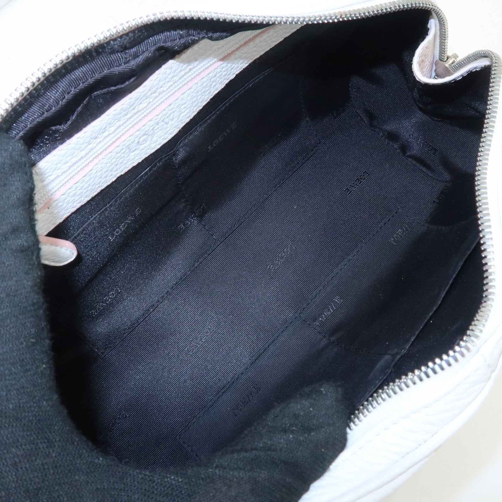 LOEWE Leather Senda Boston Bag Hand Bag White Used