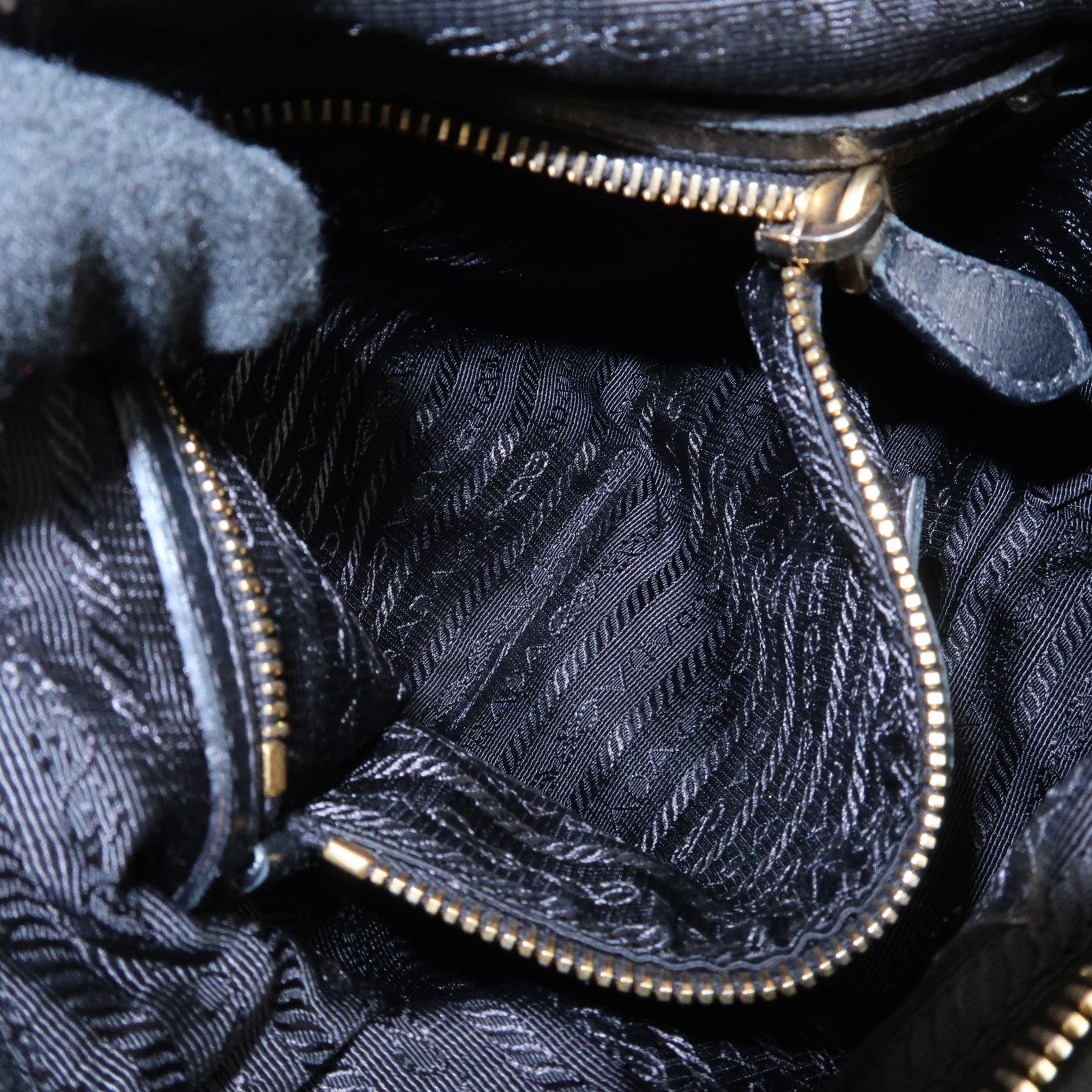 PRADA Leather 2Way Hand Bag Shoulder Bag Black BN2324 Used