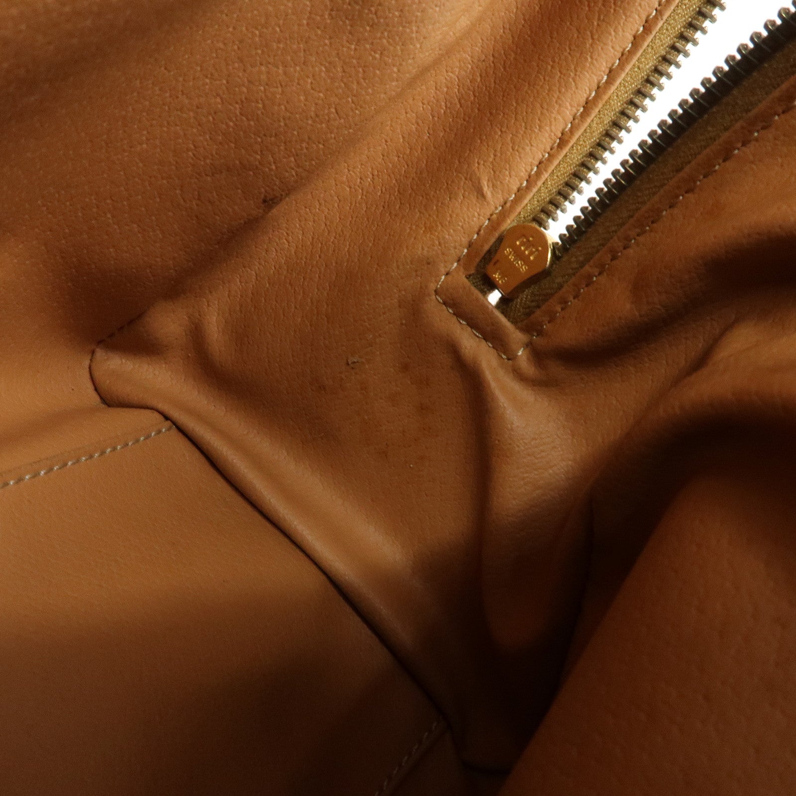 CELINE Macadam PVC Leather Boston Bag Hand Bag Brown Used