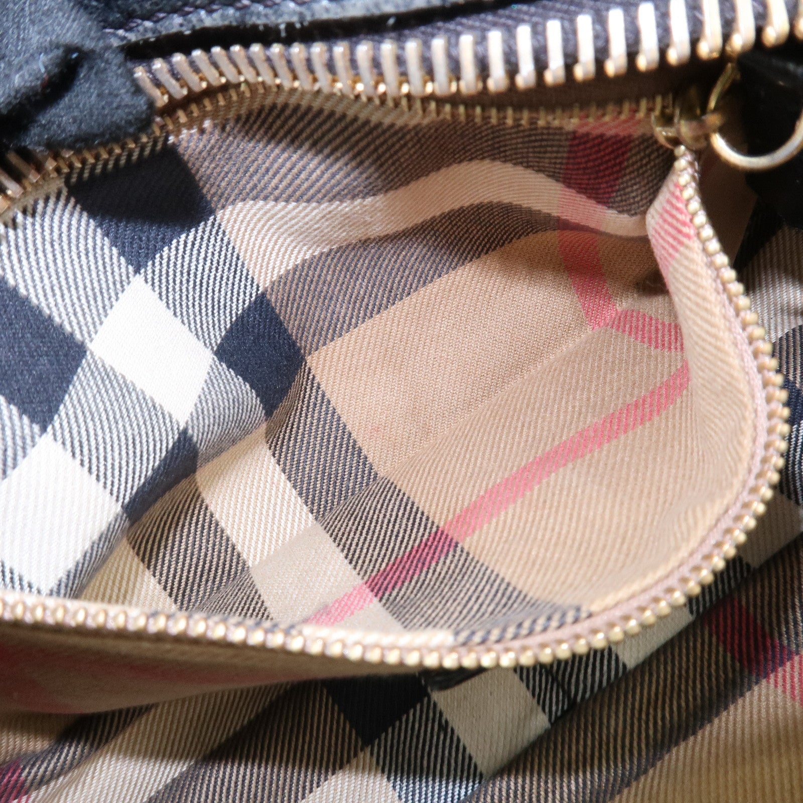 BURBERRY Logo Leather Shoulder Bag Hand Bag Black Used