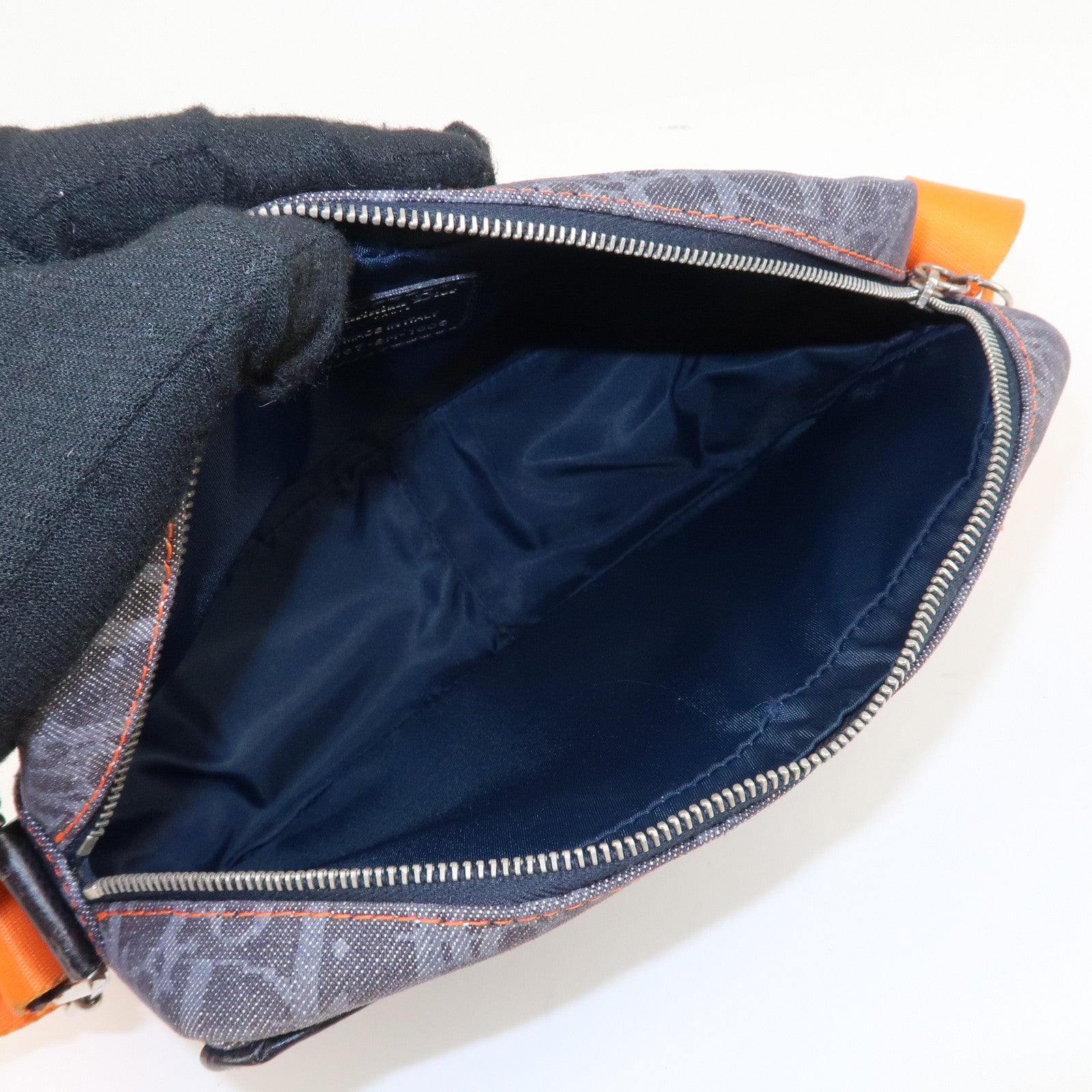 Christian Dior Trotter Flight Line Denim Leather Shoulder Bag Used