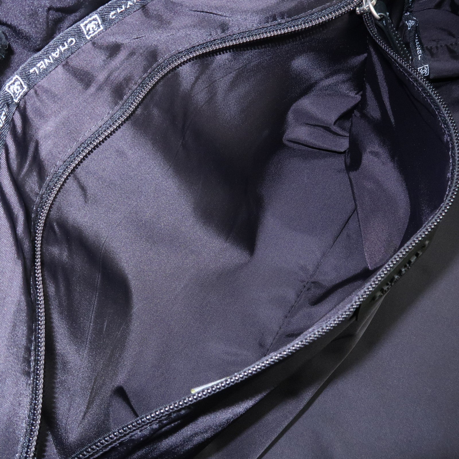 CHANEL Sports Line Felt Nylon Leather Boston Bag Black Used