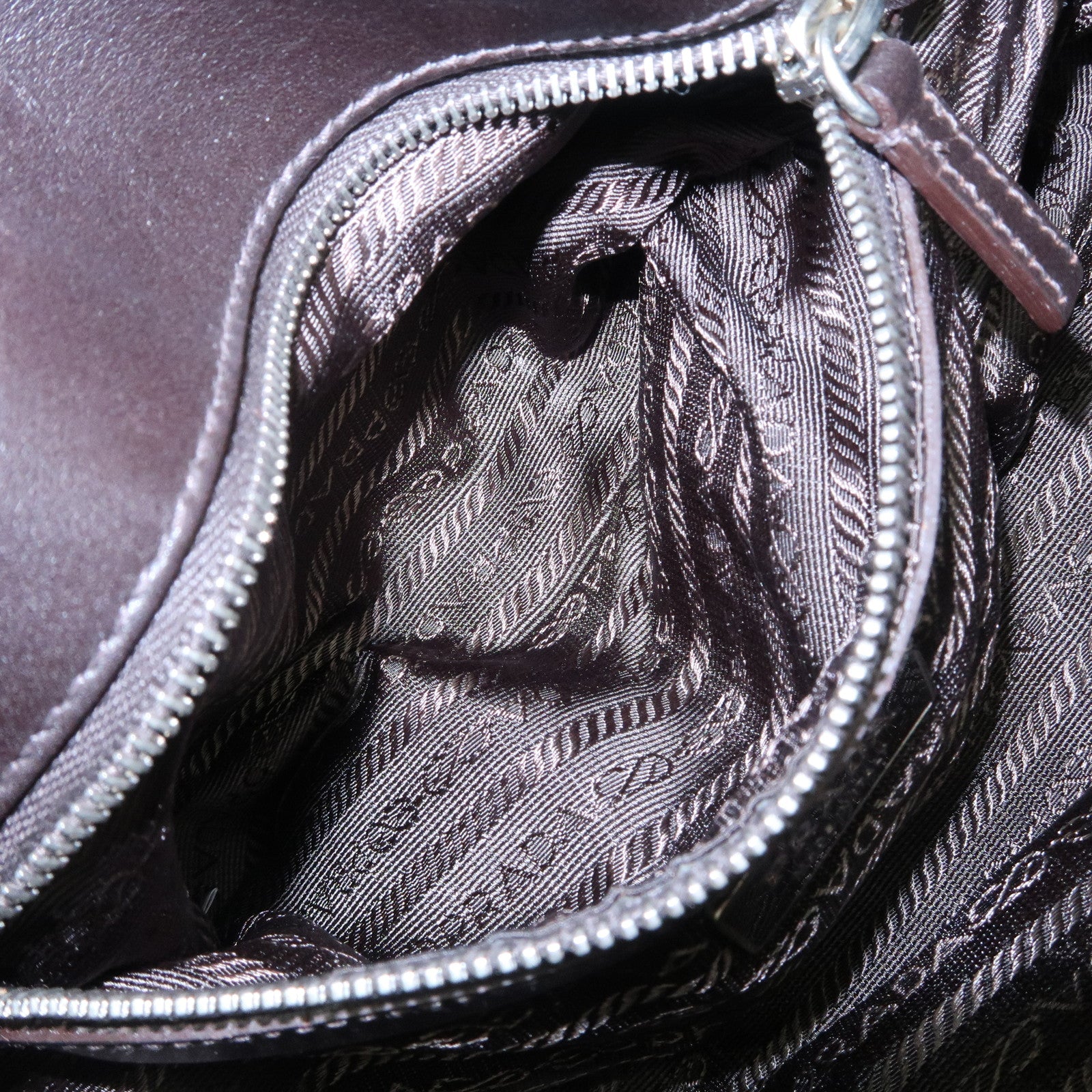PRADA Logo Unborn Calf Leopard Shoulder Bag Hand Bag Brown Used