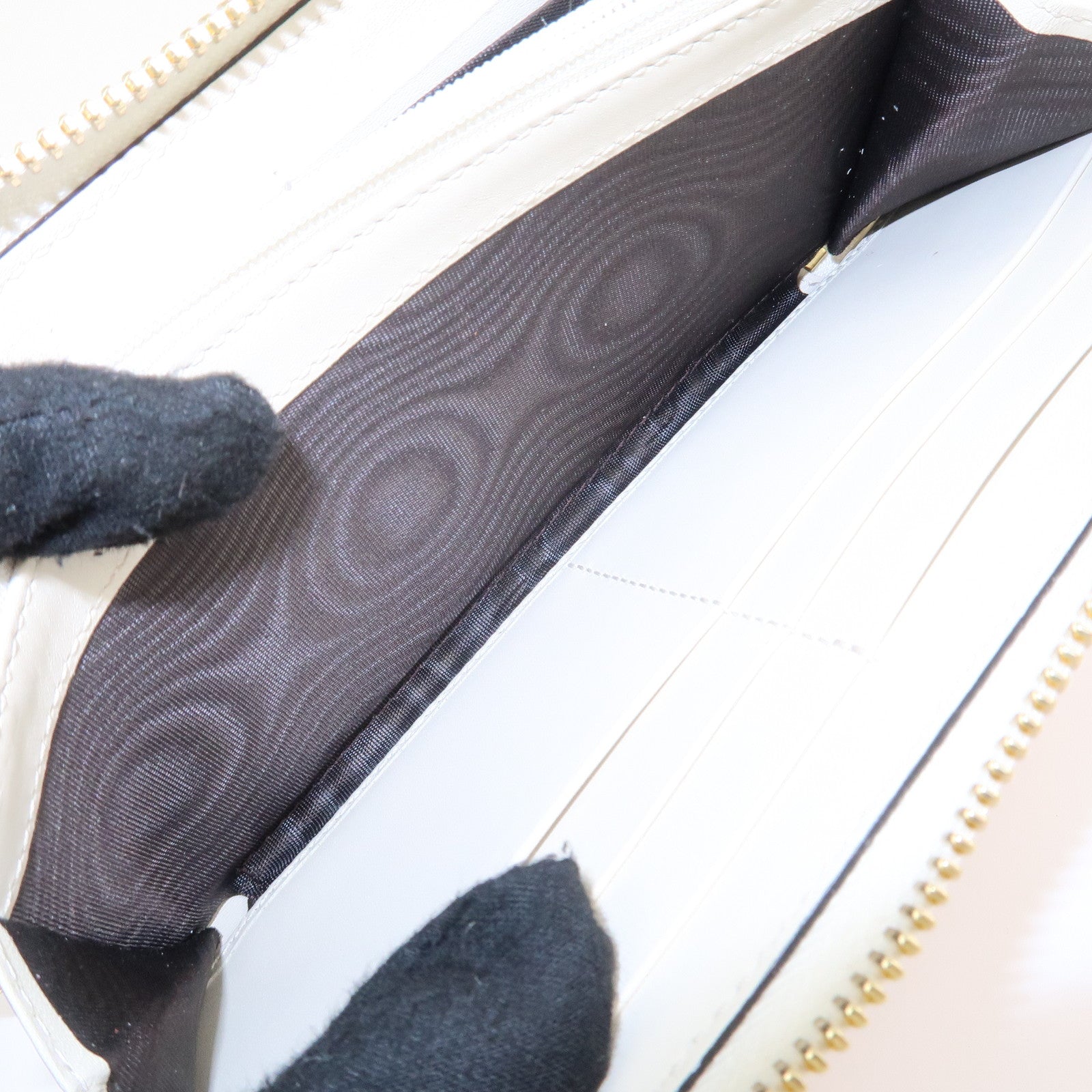 GUCCI GG Marmont Canvas Leather Floral Pattern Round Zipper Wallet Used