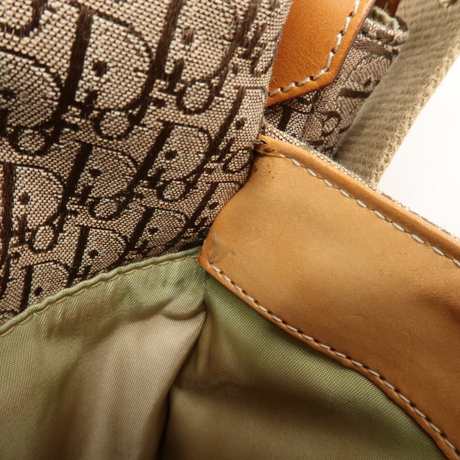 Christian Dior Trotter Canvas Leather Shoulder Bag & Pouch Used