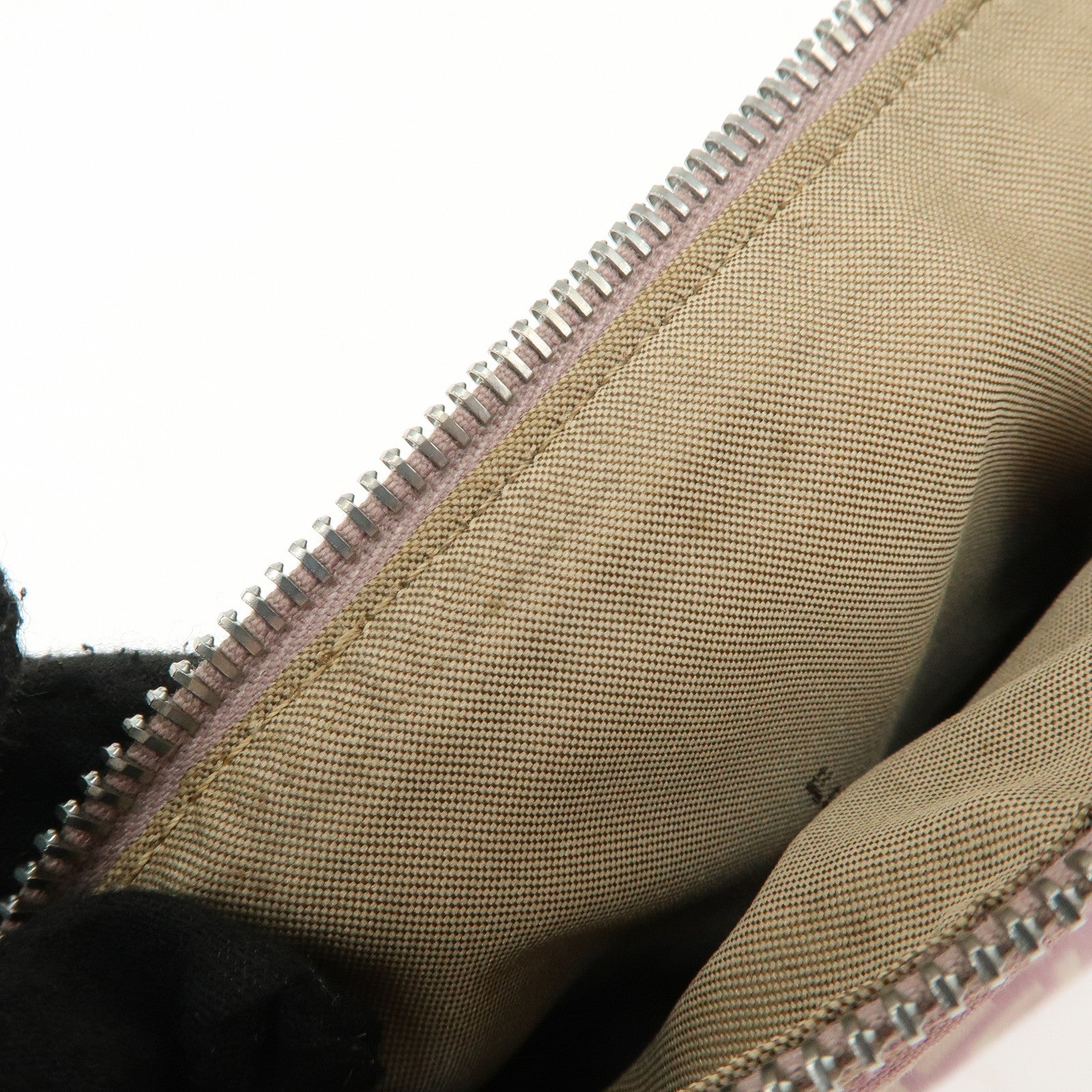 FENDI Zucchino Canvas Leather Shoulder Bag Purple Beige 8BT047 Used