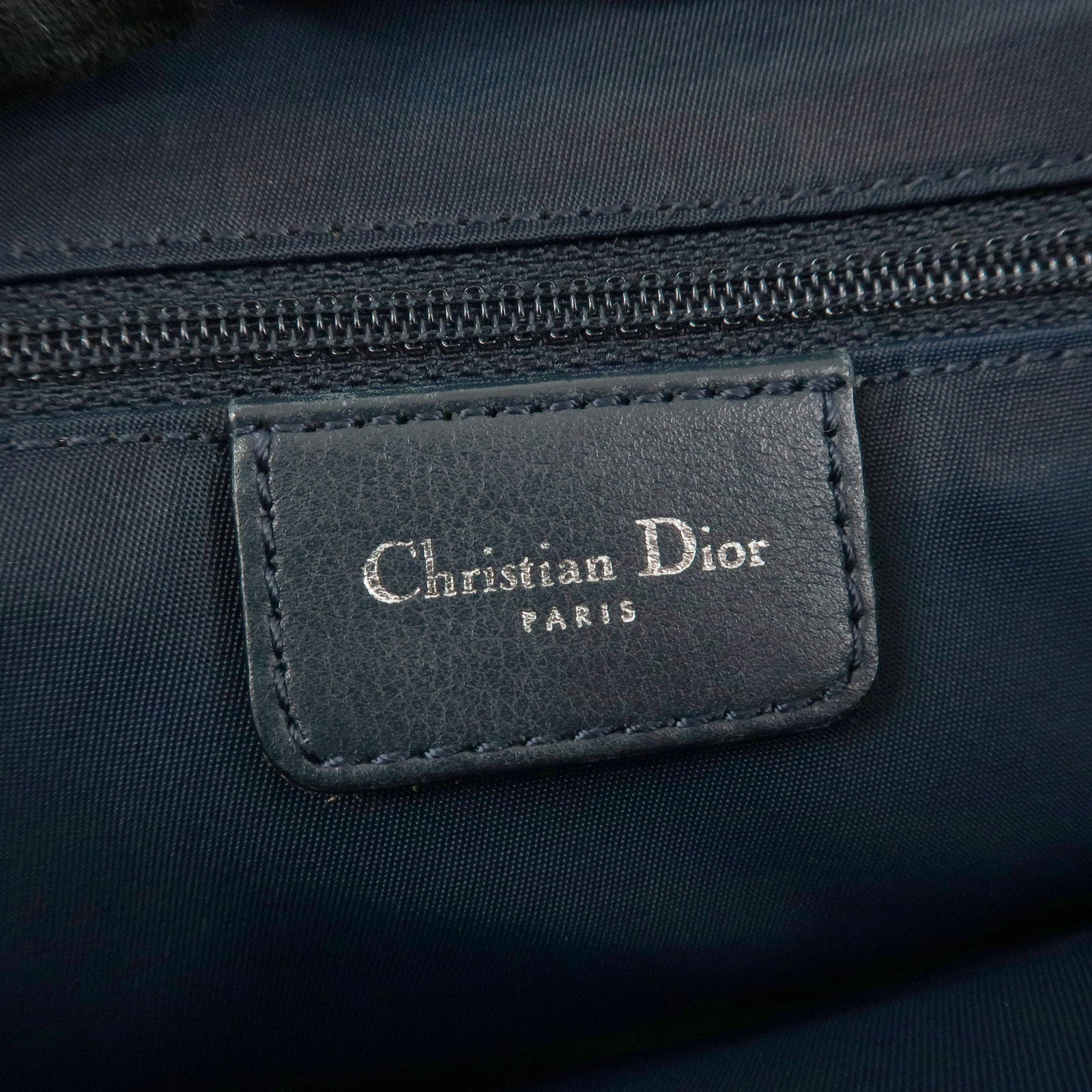 Christian Dior Trotter Canvas Leather Tote Bag Hand Bag Navy Used