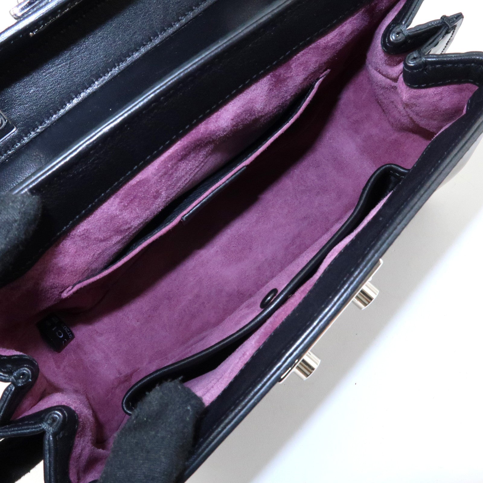 GUCCI Bamboo Leather 2Way Bag Hand Bag Black Handbag 353522 Used