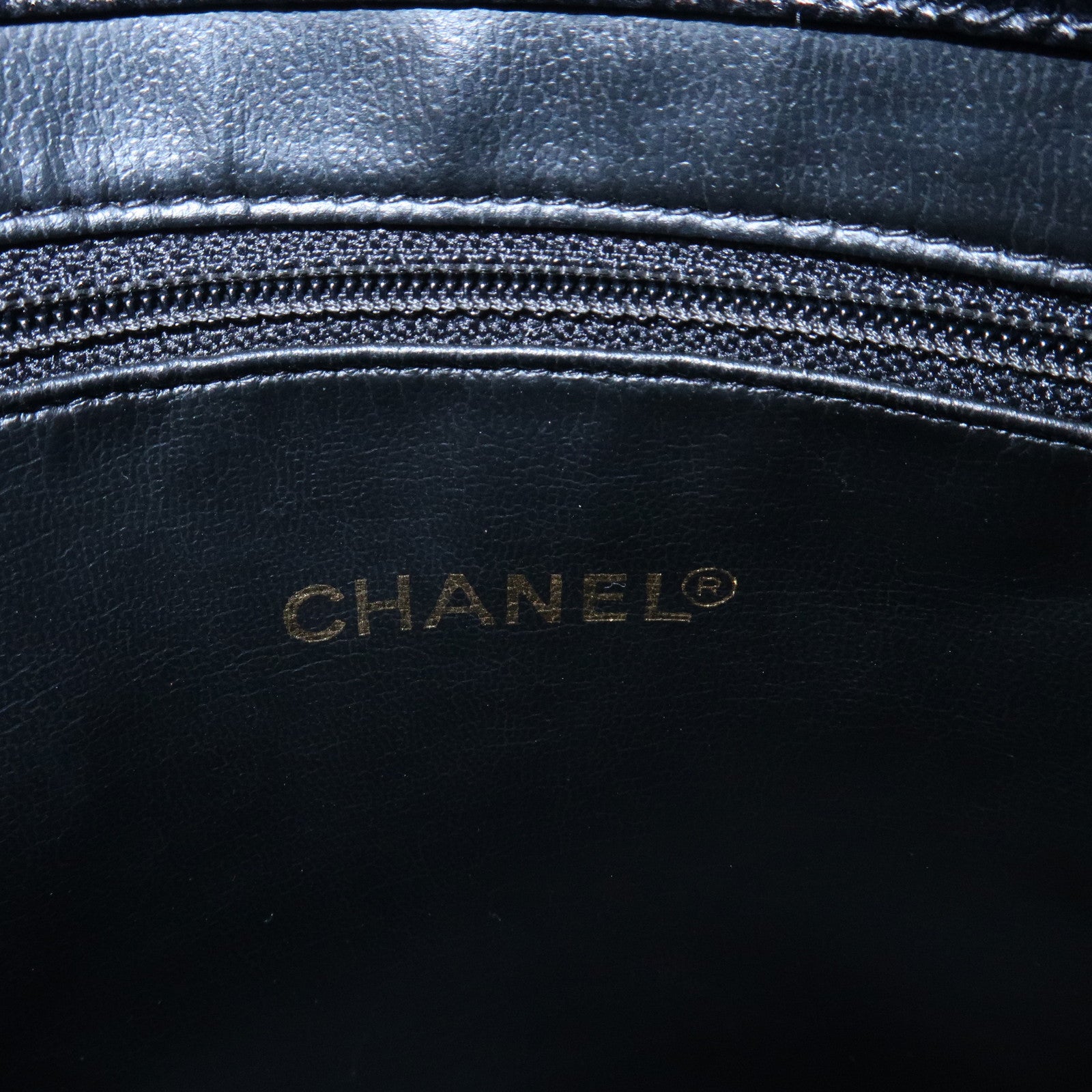 CHANEL COCO Mark Caviar Skin Chain Tote Bag Black Gold Used