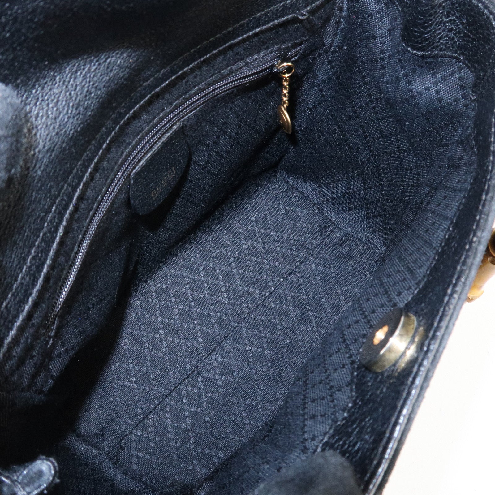 GUCCI Bamboo Suede Leather Hand Bag Black 000.122.0316 Used