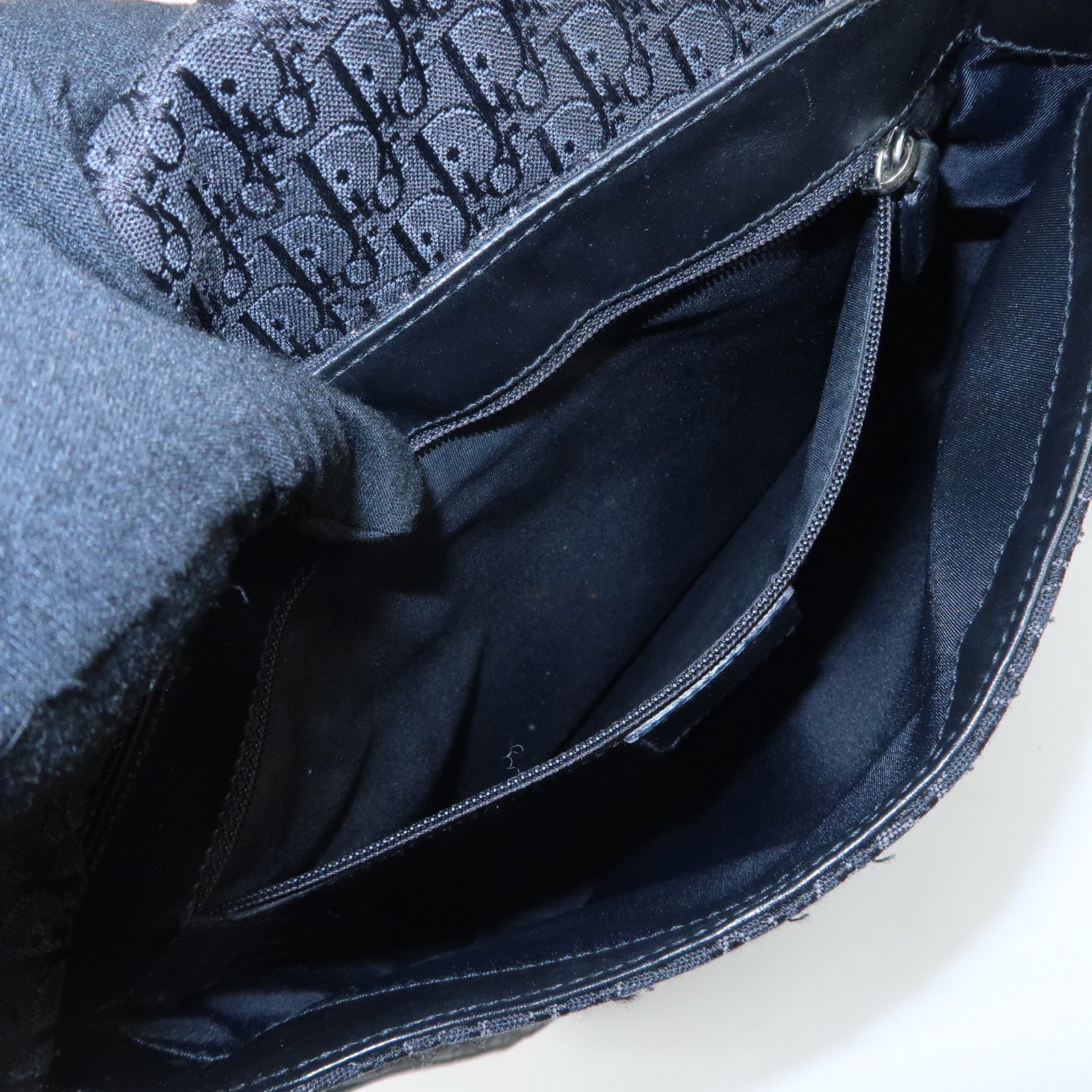 Christian Dior Trotter Canvas Leather Shoulder Bag Black Used