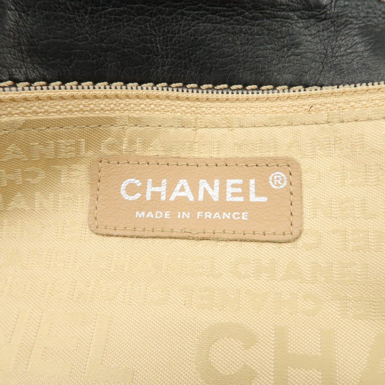 CHANEL COCO Mark Wild Stitch Lamb Skin Chain Shoulder Bag Black Used