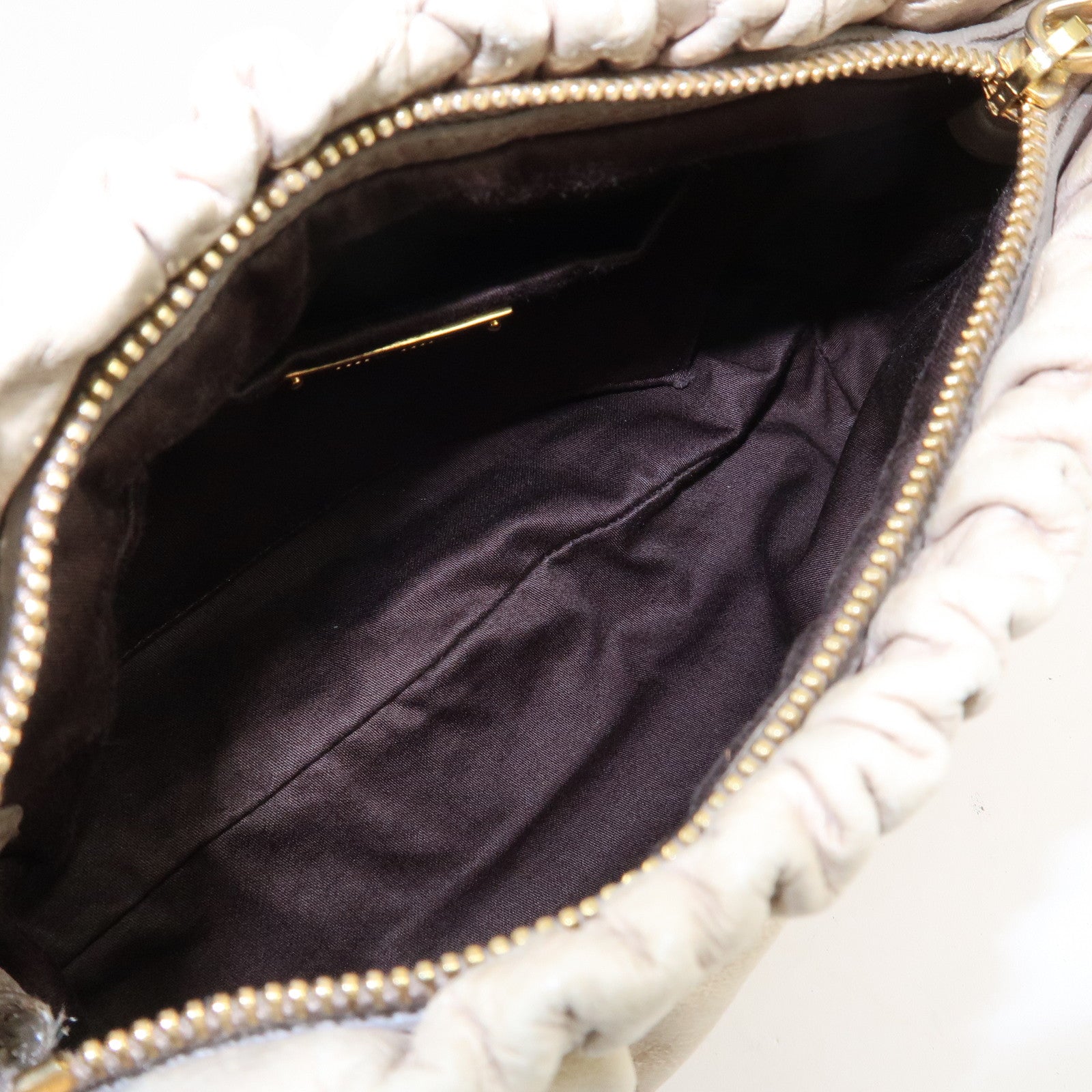 MIU MIU Leather Shoulder Bag Crossbody Bag Ivory Used