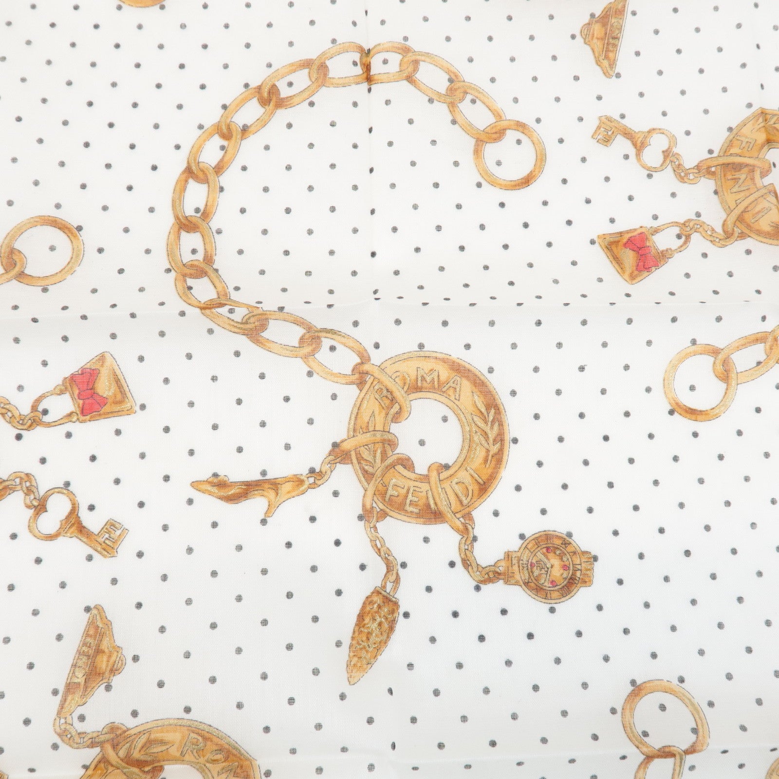 FENDI Set of 5 Cotton 100% Handkerchief Pink Navy Red White Used