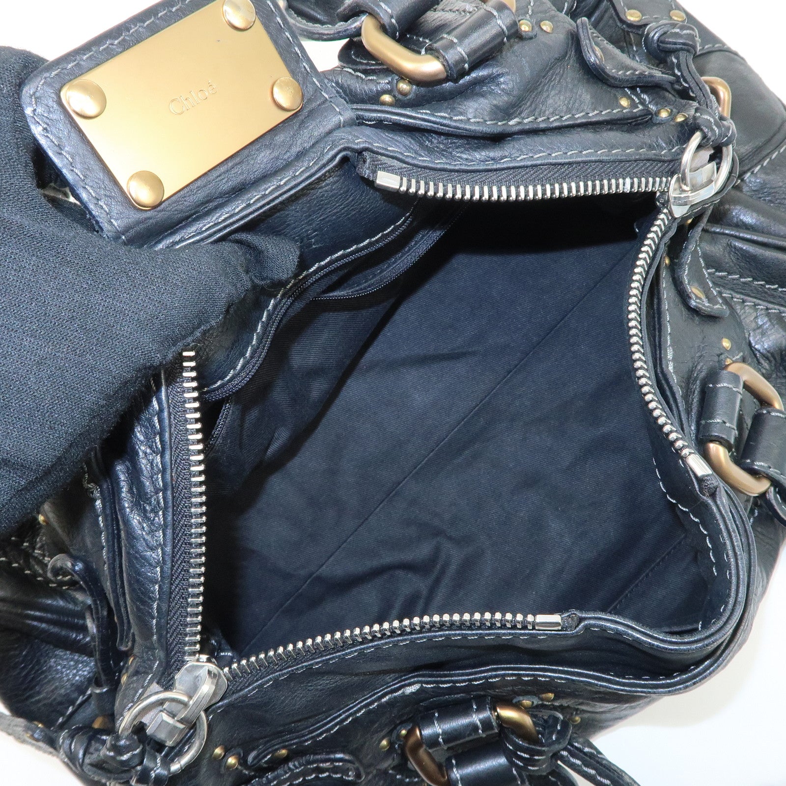 Chloe Paddington Leather Shoulder Bag Hand Bag Black Used