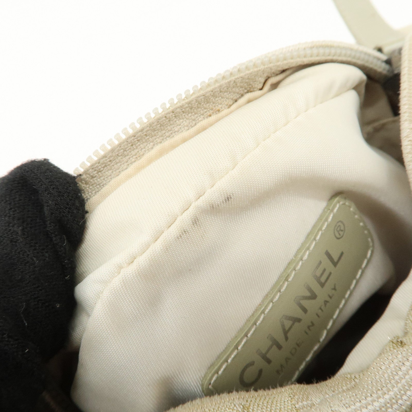 CHANEL New Travel Line Nylon Jacquard Leather Shoulder Bag Used