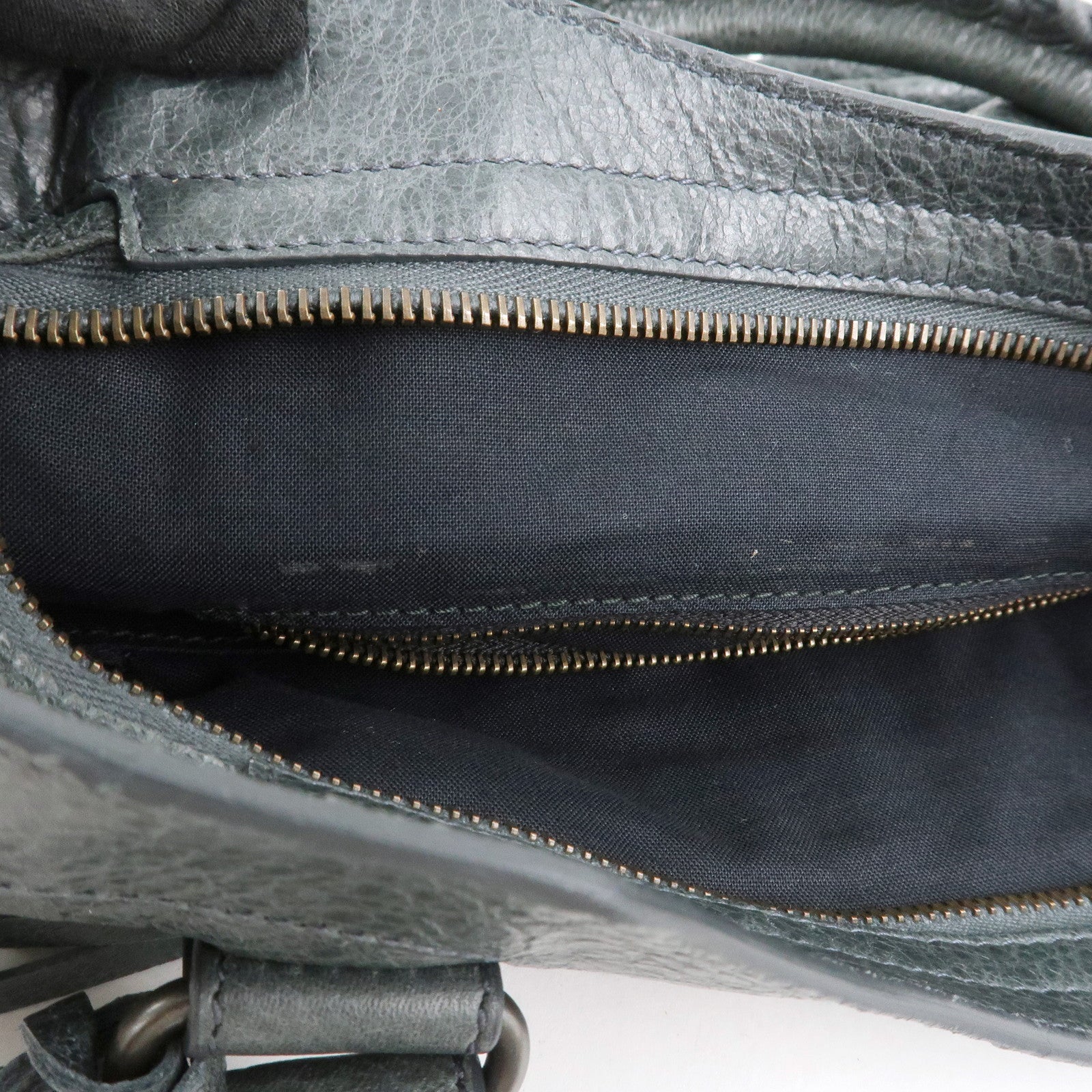 BALENCIAGA The City Leather 2way Bag Hand Bag Green 240579 Used