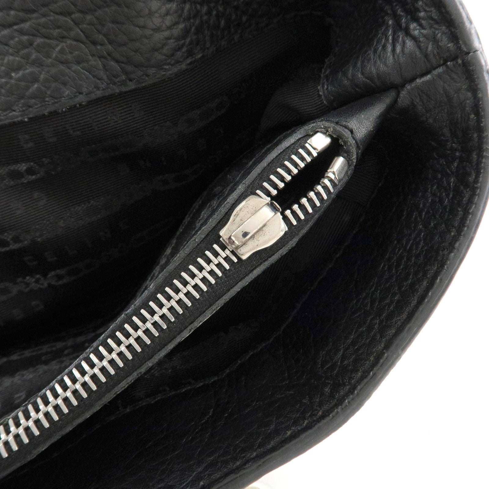 CELINE Leather Boogie Bag Hand Bag Silver Hard Ware Black Used