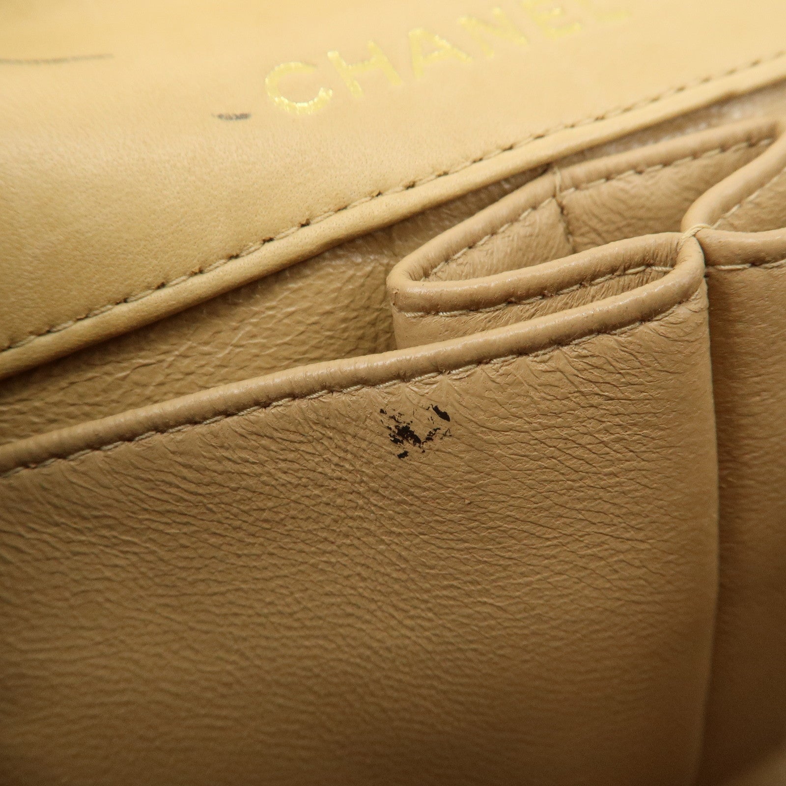 CHANEL Chocolate Bar Lamb Skin Chain Shoulder Bag Beige A15316 Used