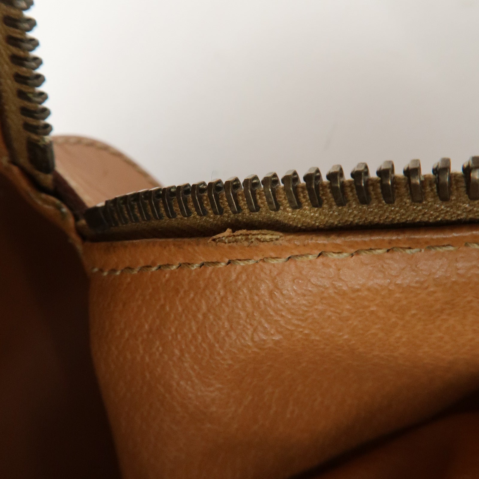 CELINE Macadam PVC Leather Boston Bag Hand Bag Brown Used