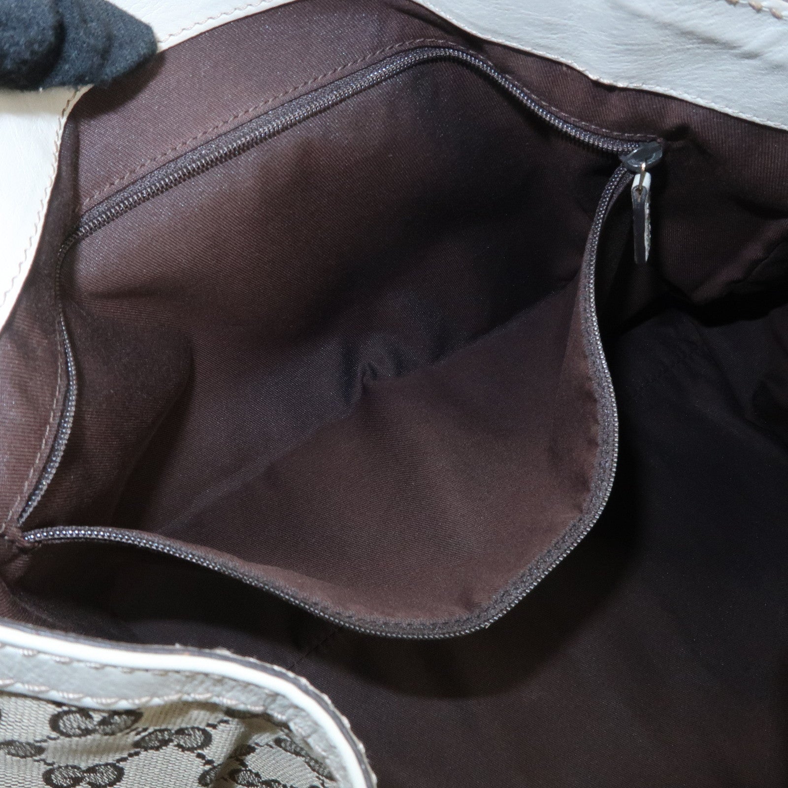 GUCCI Sherry GG Canvas Leather Hand Bag Beige Brown 233609 Used