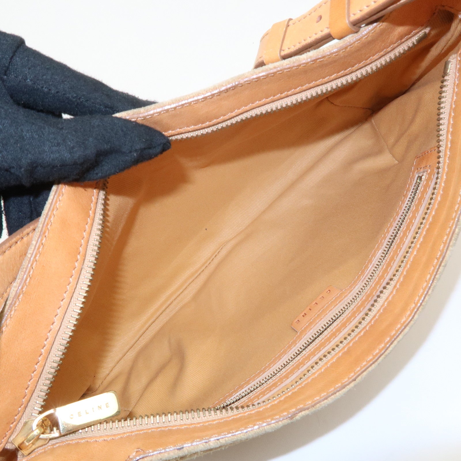 CELINE C Macadam Suede Leather Shoulder Bag Brown Used