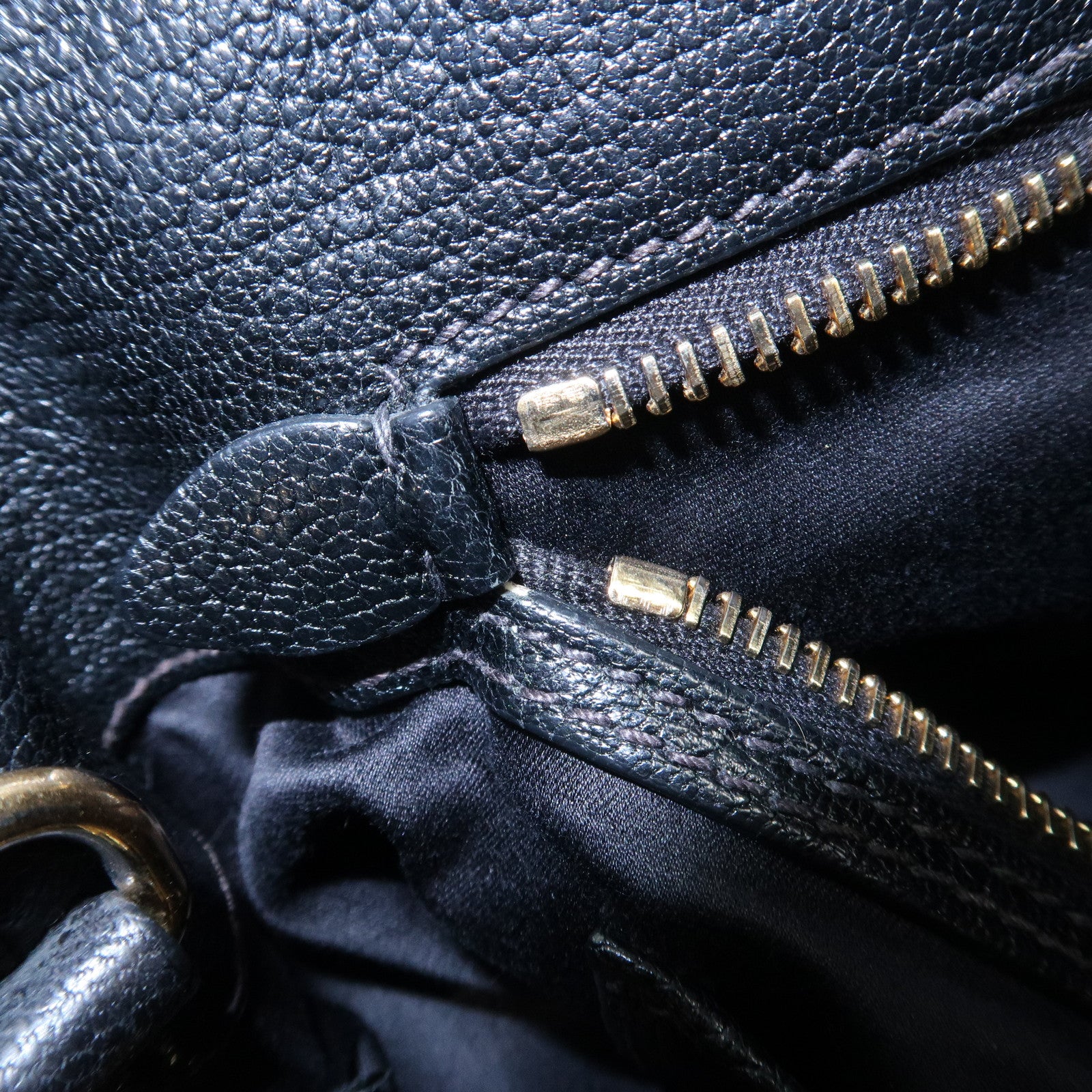 MIU MIU Matelasse Denim Leather 2Way Bag Hand Bag Blue Black Used