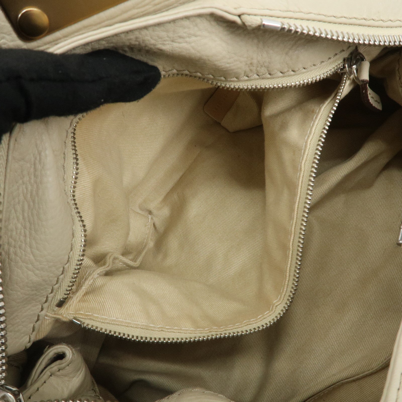 Chloe Paddington Leather Shoulder Bag Hand Bag Ivory Used