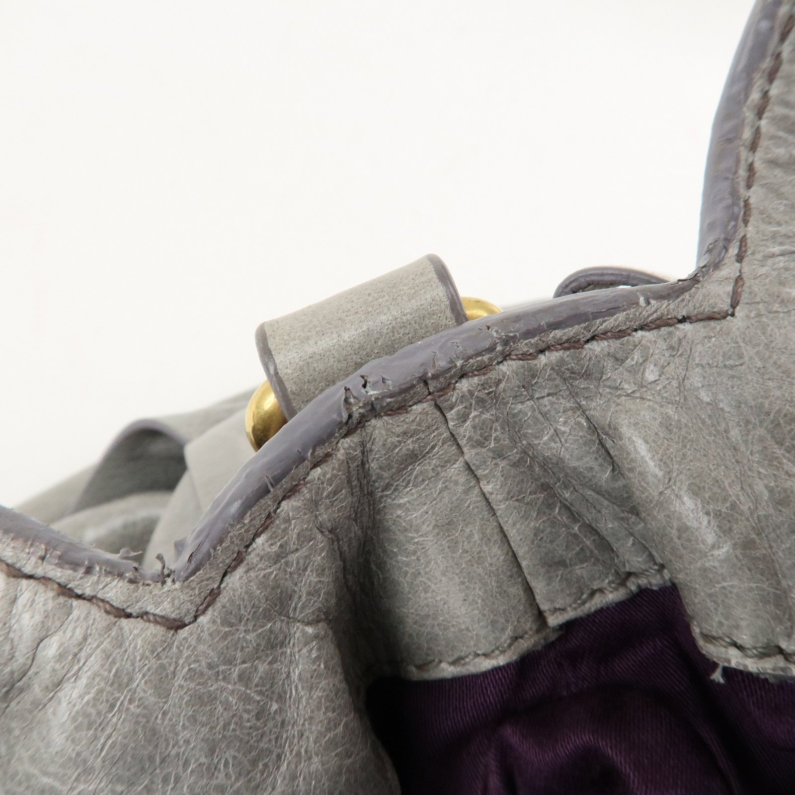 MIU MIU Leather 2Way Bag Hand Bag Shoulder Bag Light Blue Gold HDW Used