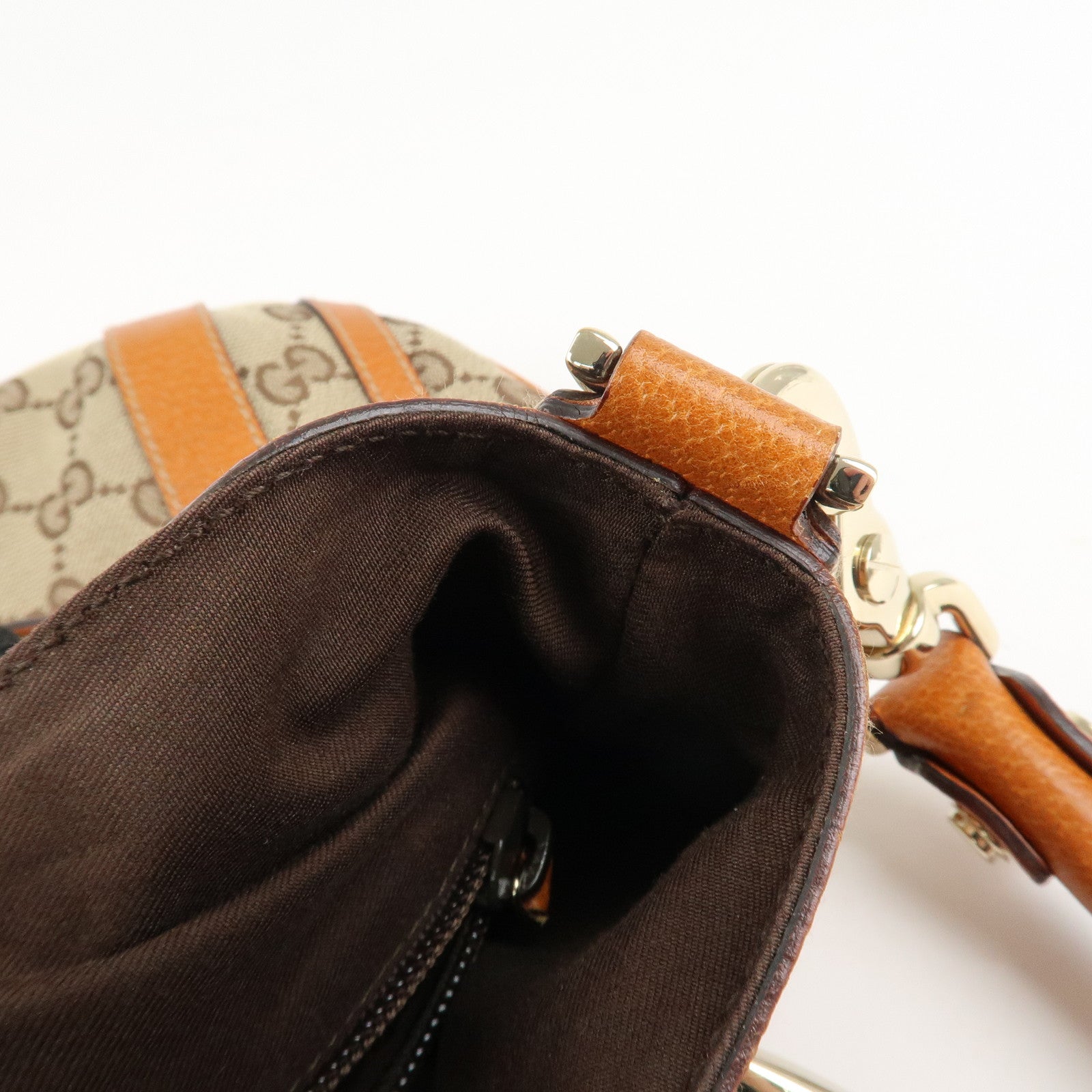 GUCCI GG Canvas Leather 2Way Shoulder Bag Beige Brown 146246 Used