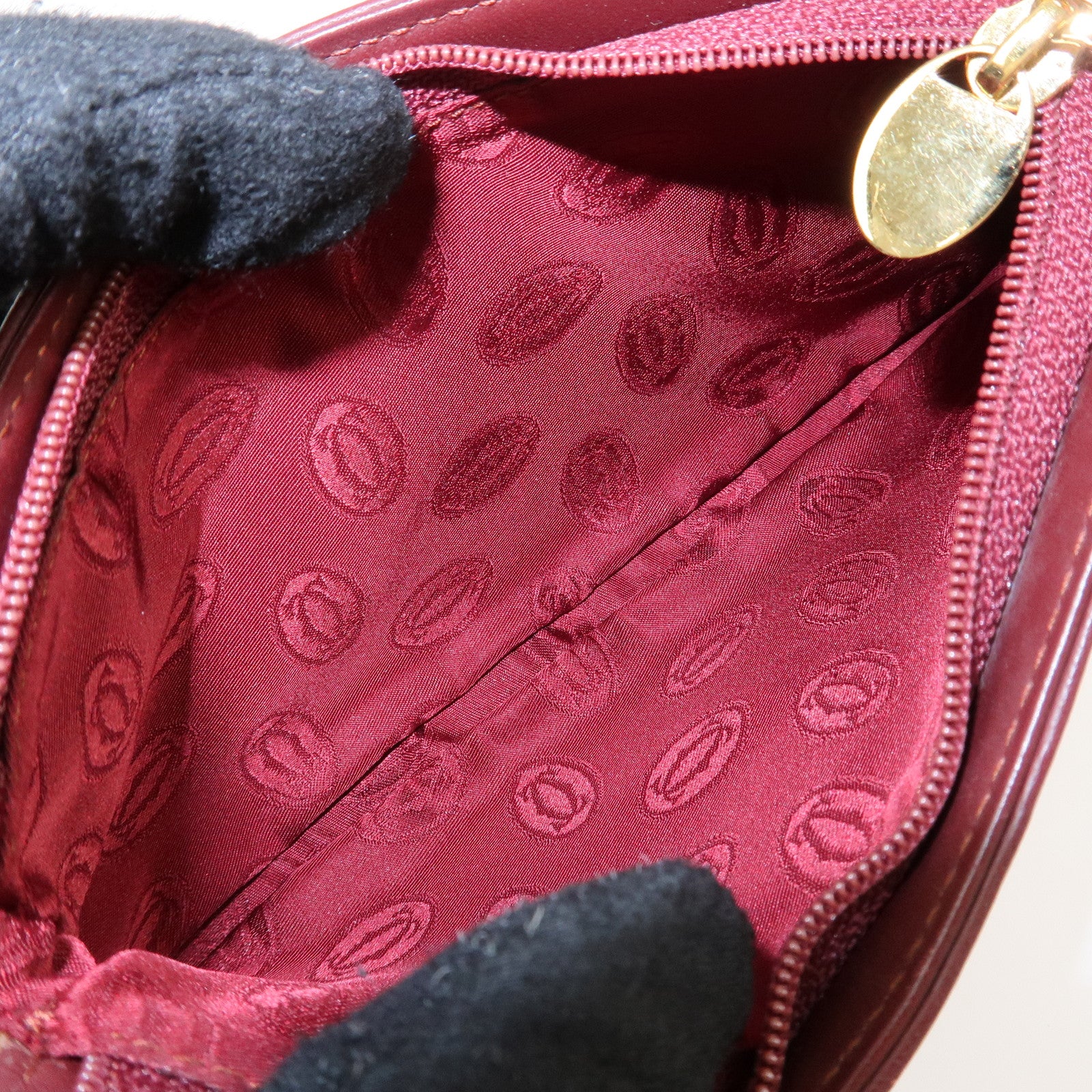 Cartier Must Line Must Do Leather Chain Strap Pouch Bordeaux Used