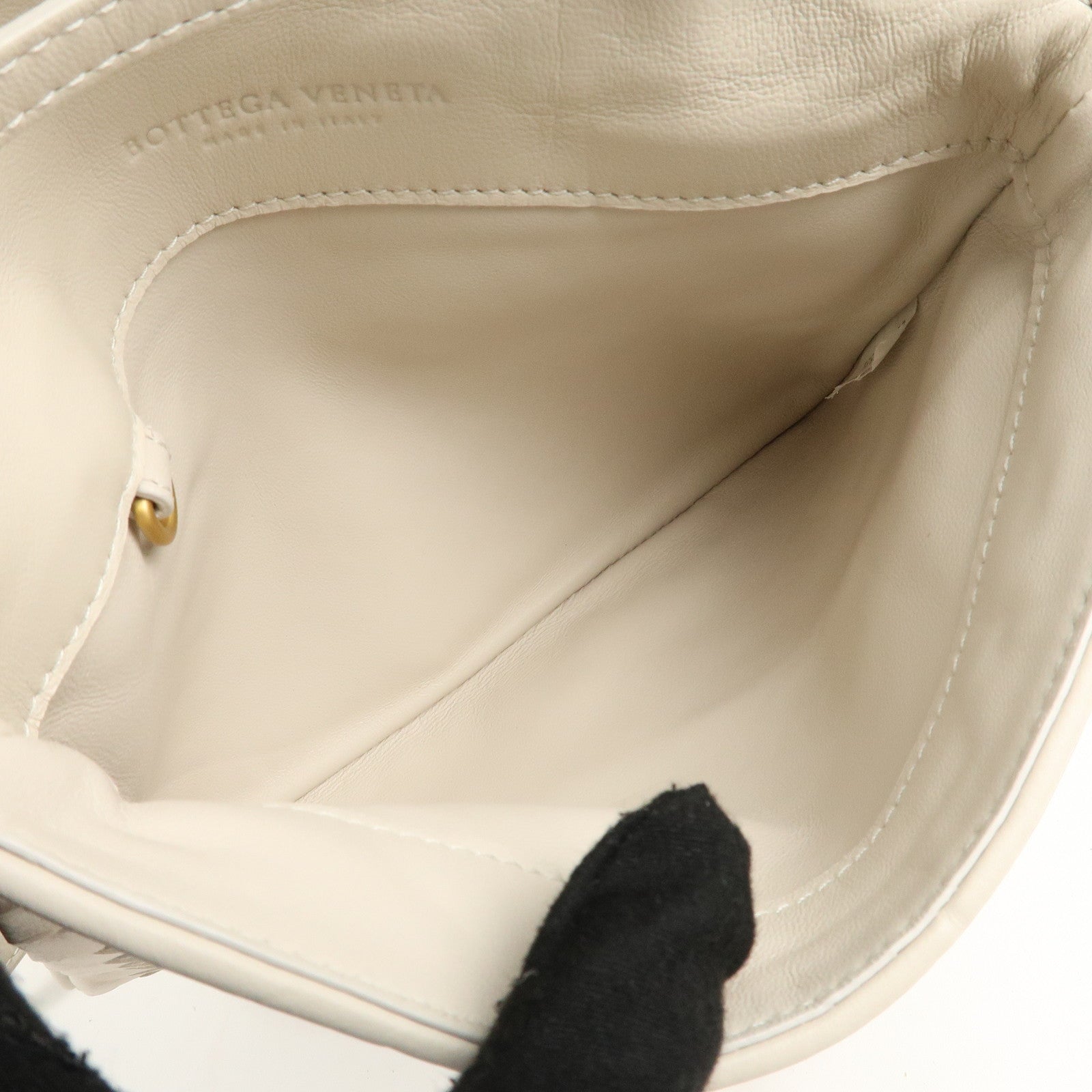 BOTTEGA VENETA Intrecciato Leather Shoulder Bag Ivory Used