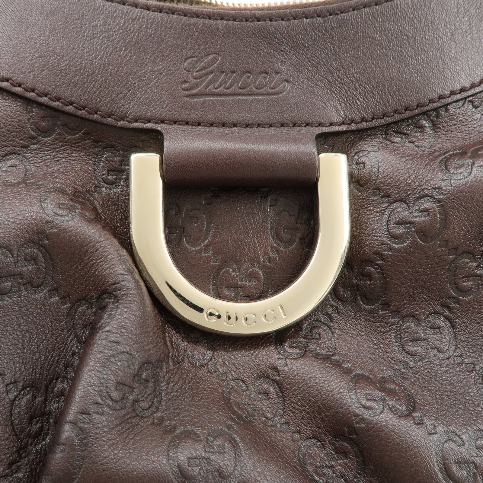 GUCCI Abbey Guccissima Leather Shoulder Bag Brown 190525 Used