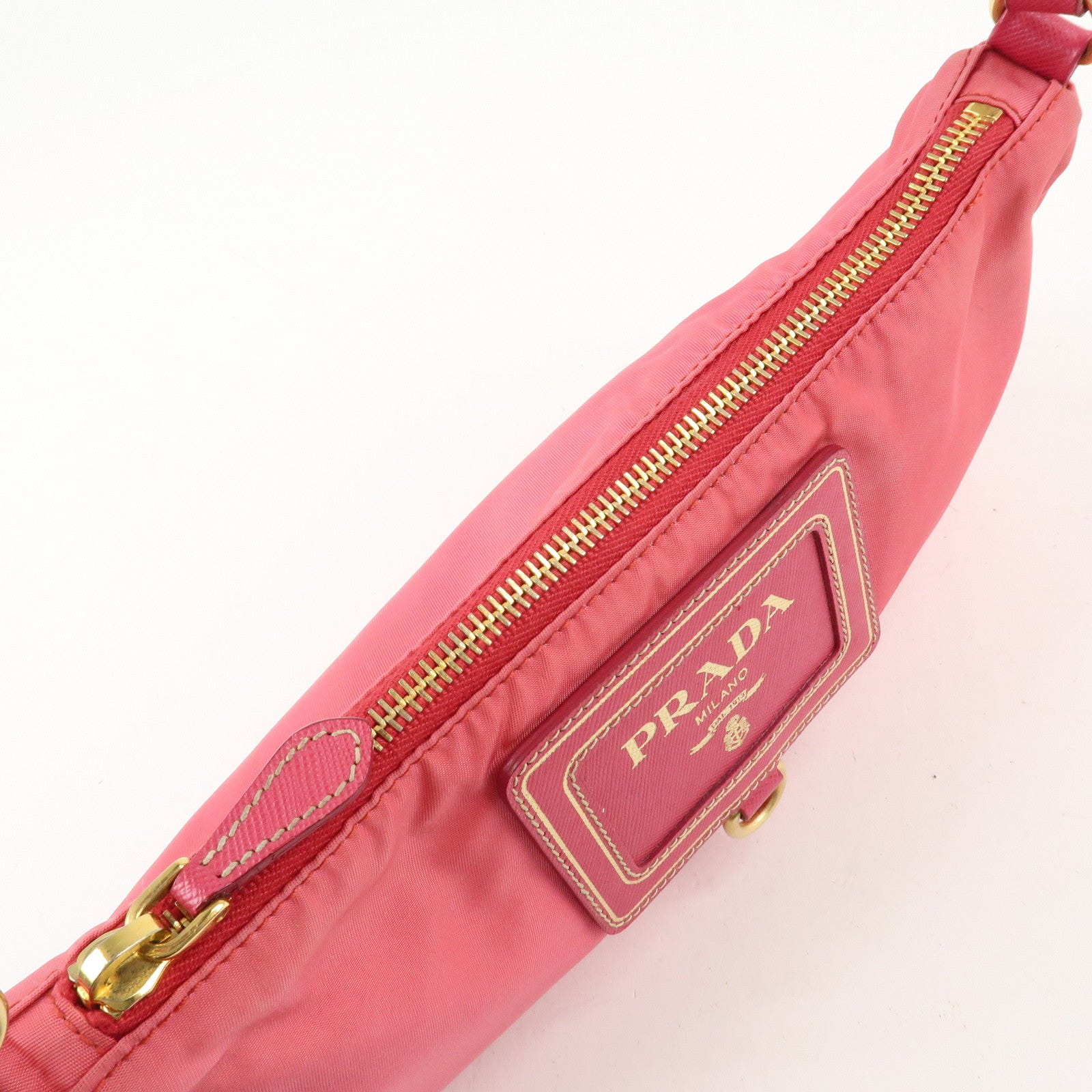 PRADA Nylon Saffiano Leather Shoulder Bag Hand Bag Pink Used